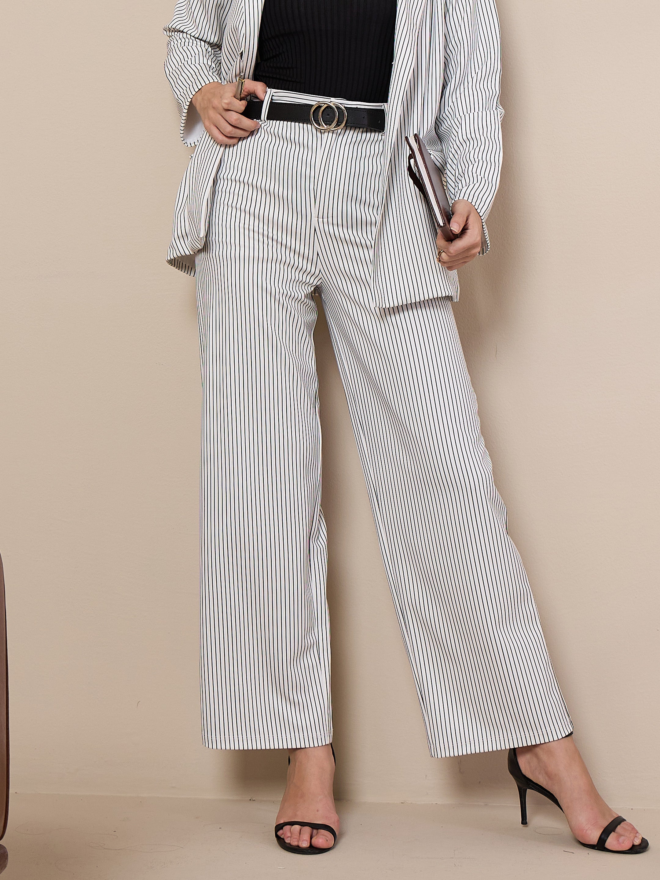 Women's White Striped Pant - Sassafras