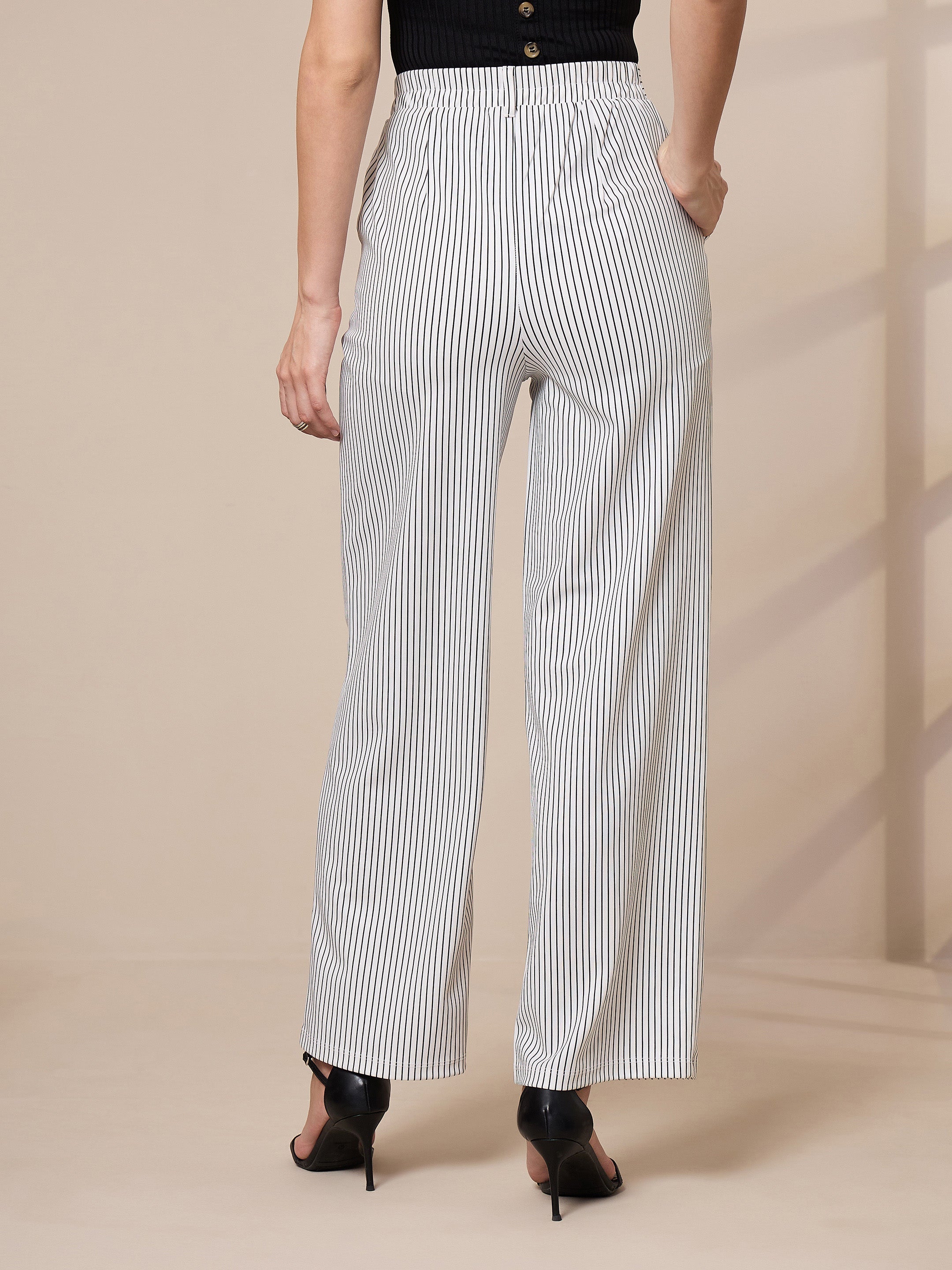 Women's White Striped Pant - Sassafras