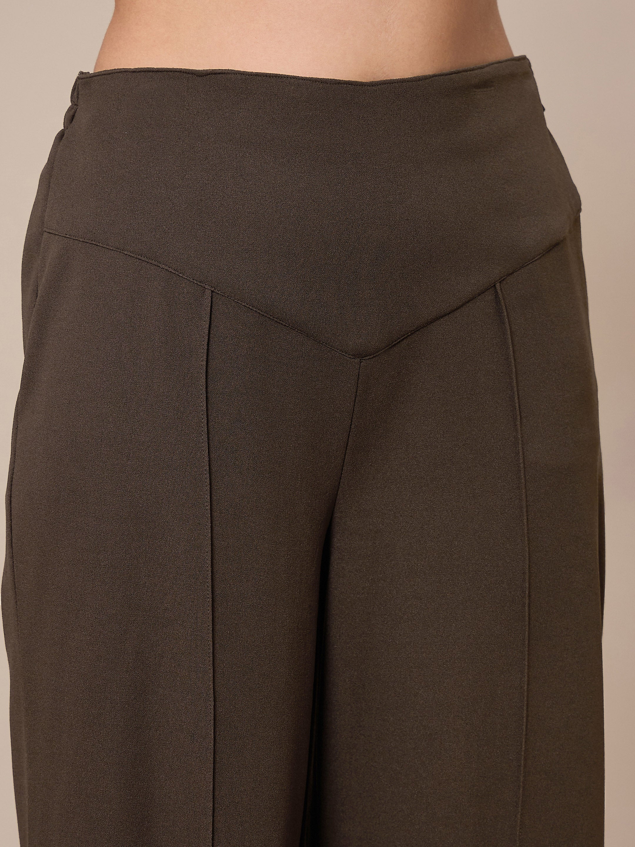 Women's Brown Solid Pant - Sassafras