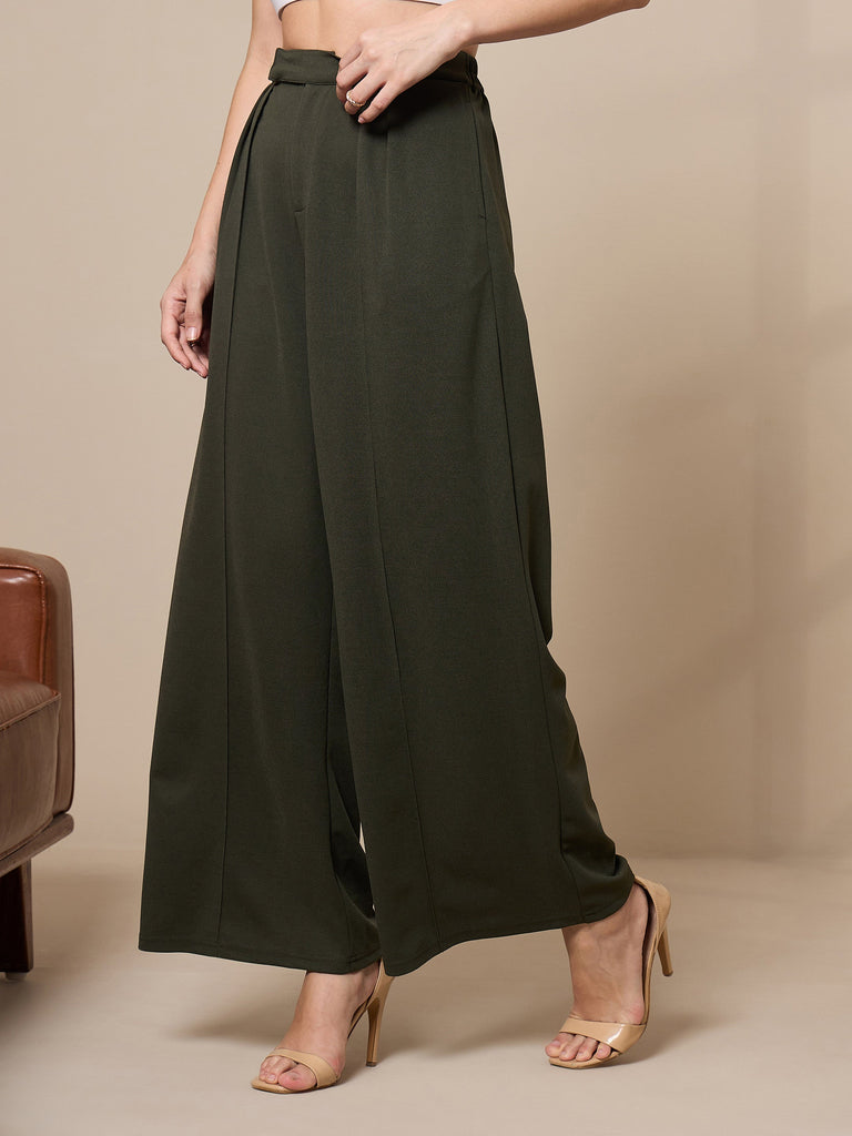 Women's Olive Solid Pant