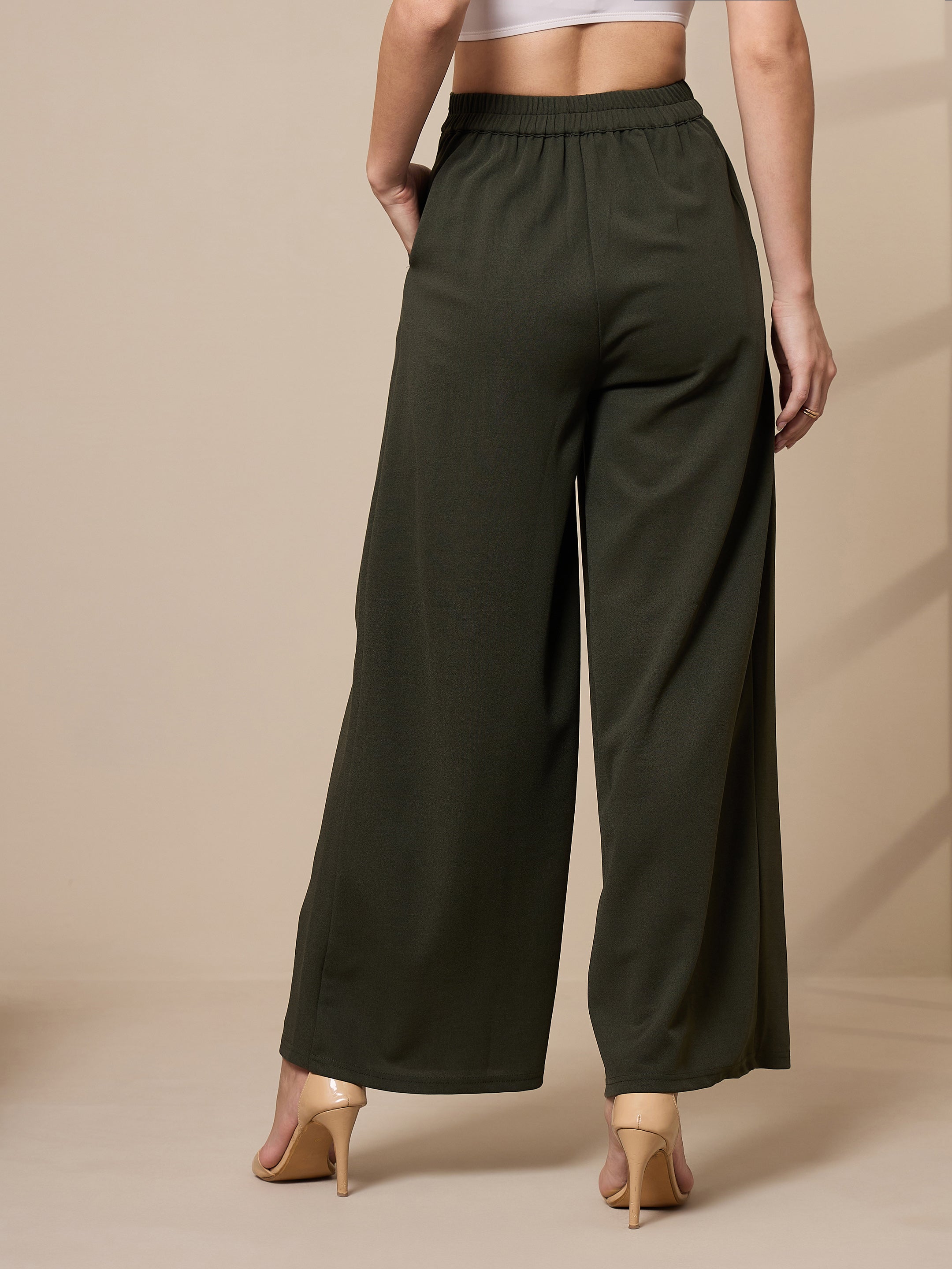 Women's Olive Solid Pant - Sassafras