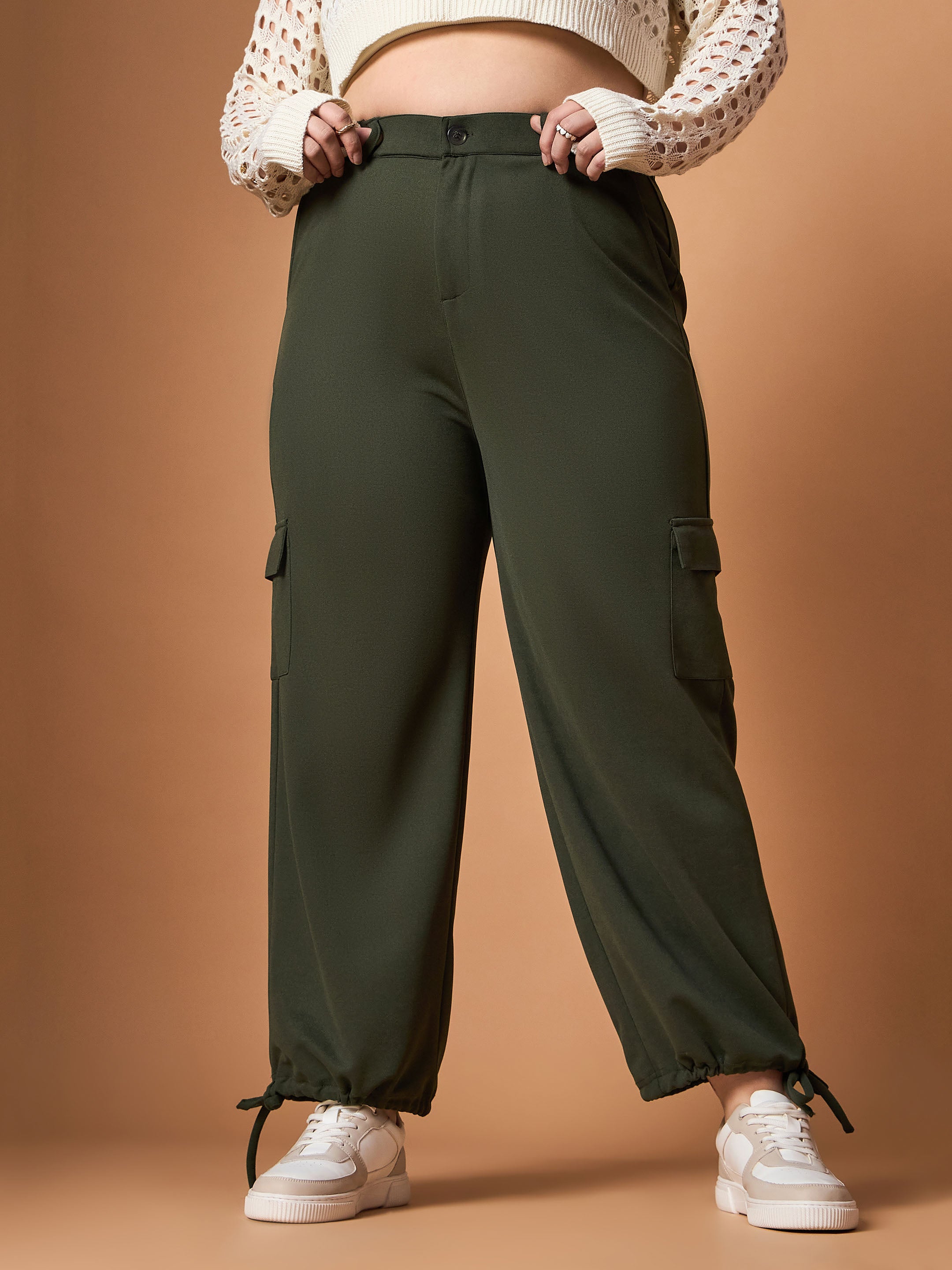 Women's Olive Solid Pant - Sassafras