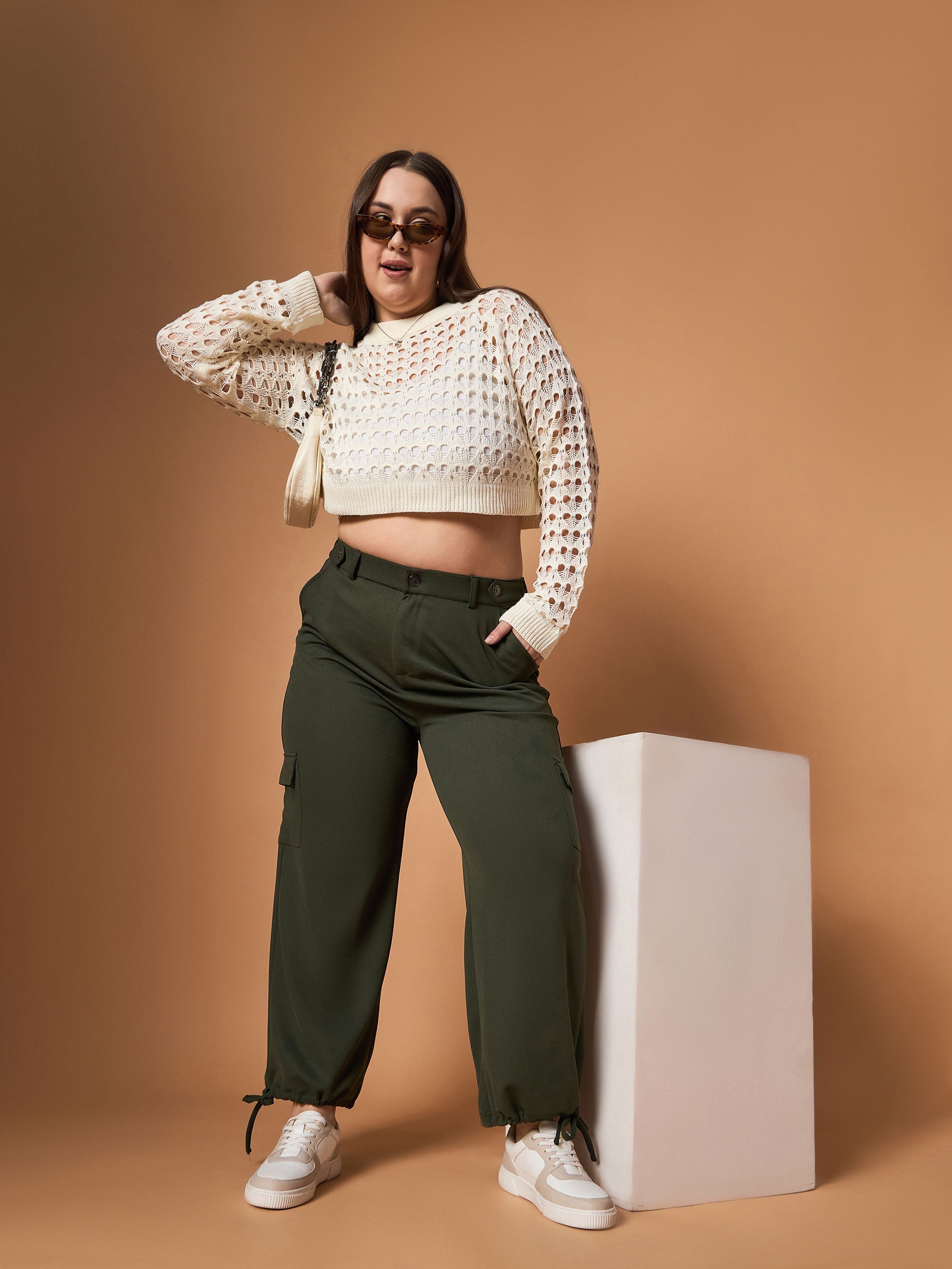 Women's Olive Solid Pant - Sassafras