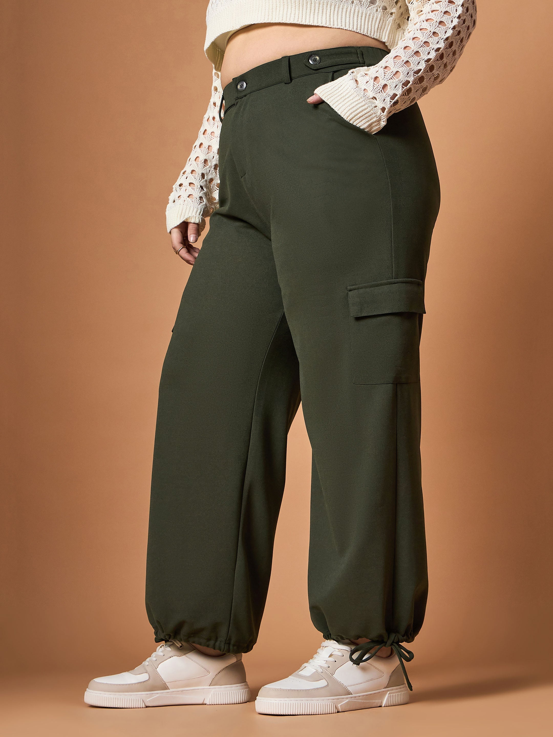 Women's Olive Solid Pant - Sassafras