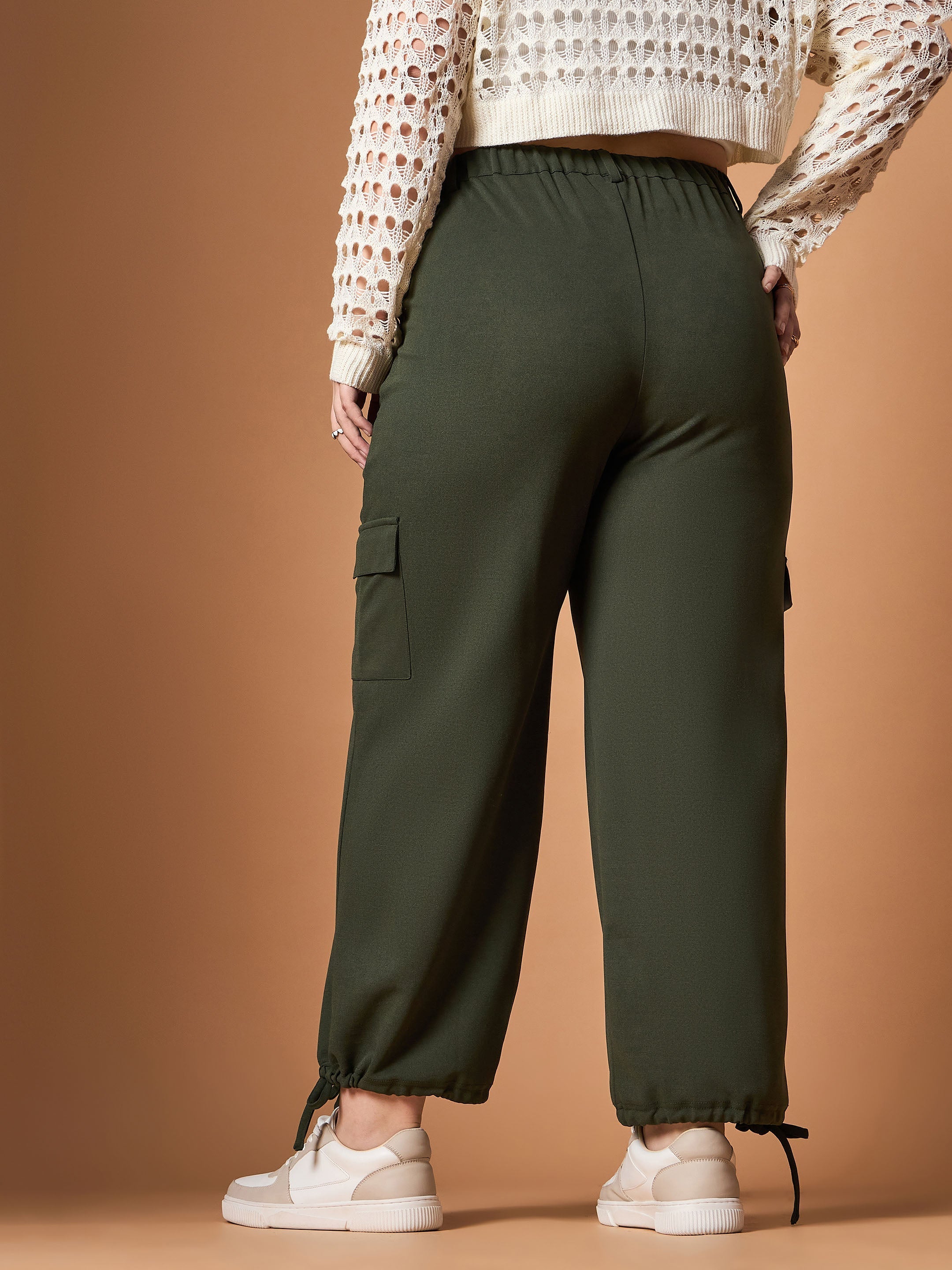 Women's Olive Solid Pant - Sassafras