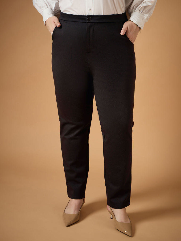 Women's Black Solid Pant