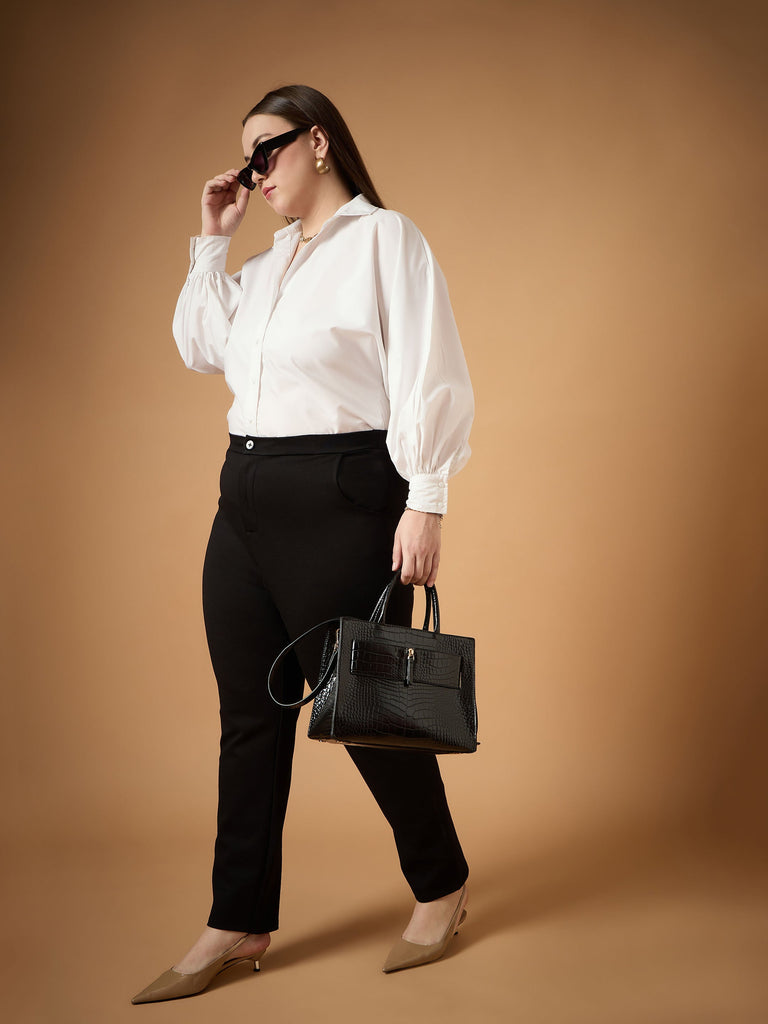 Women's Black Solid Pant