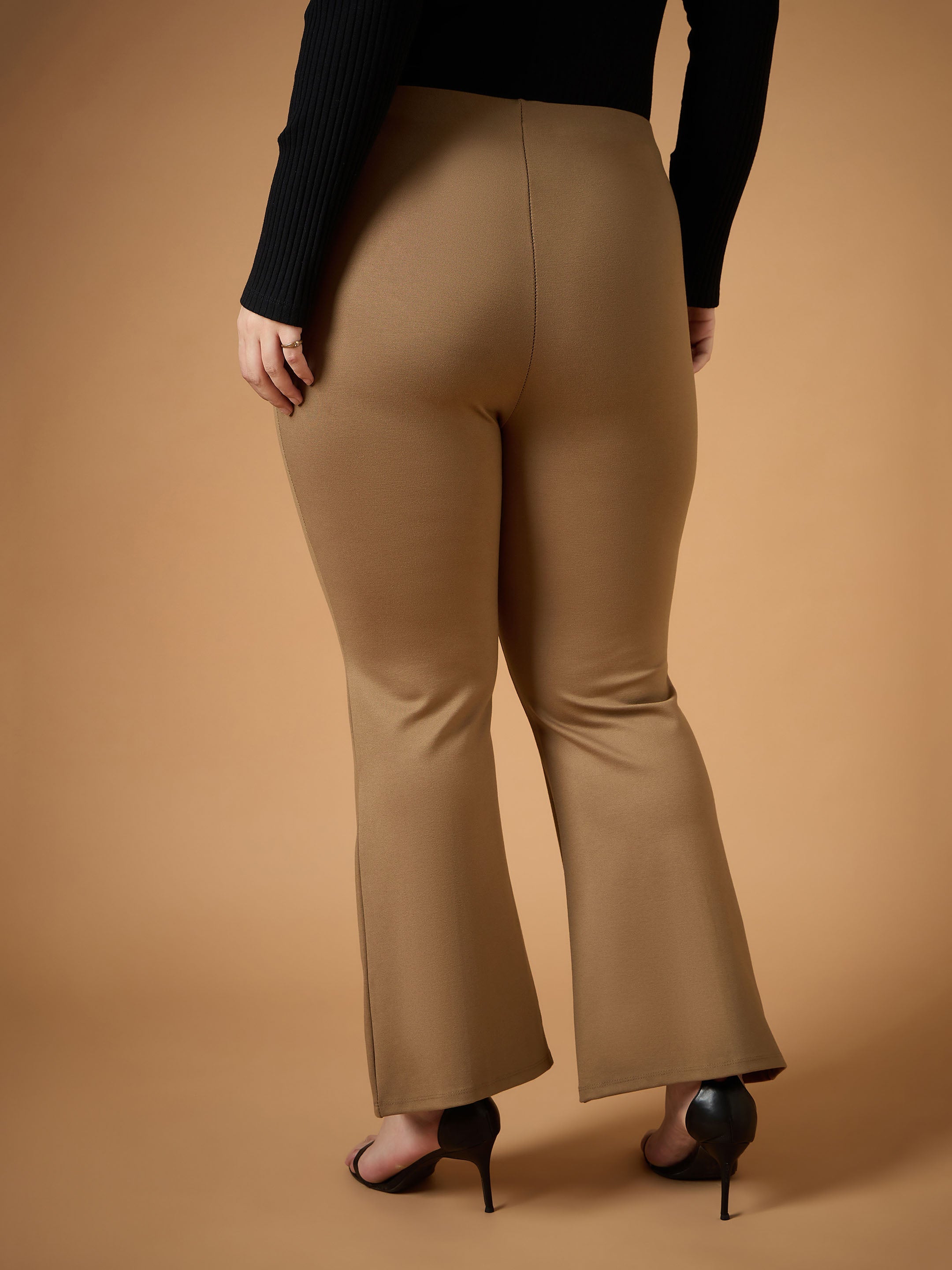 Women's Beige Solid Pant - Sassafras