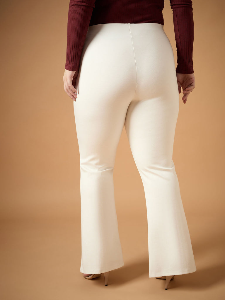 Women's White Solid Pant