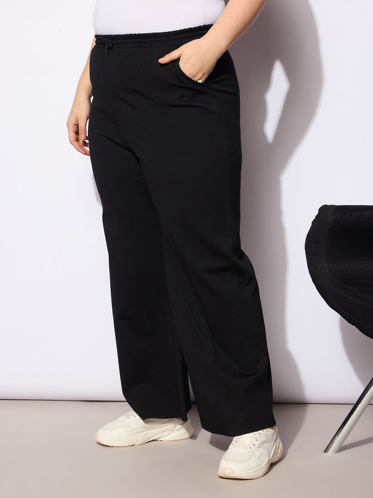 Women's Black Roma Elasticated Straight Pan