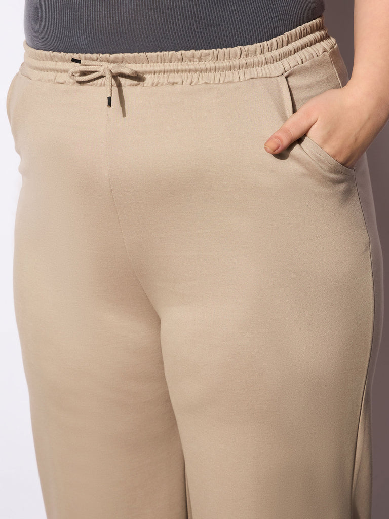 Women's Light Beige Roma Elasticated Straight Pan
