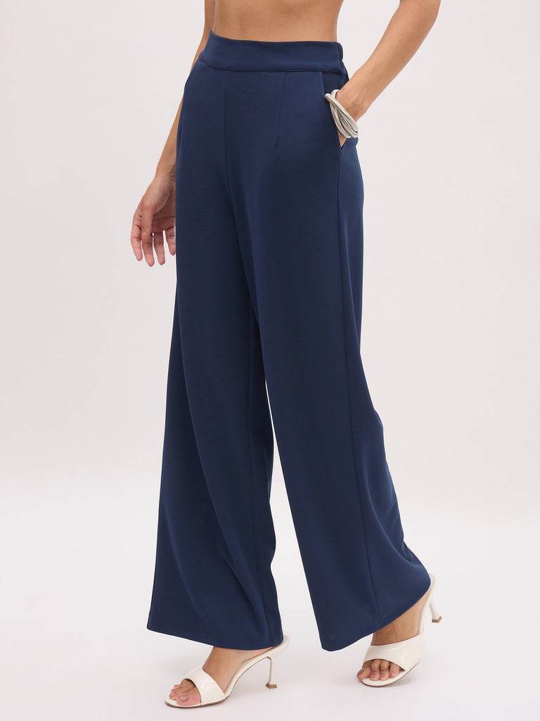Women's Blue Cross Pocket Front Dart Straight Pants