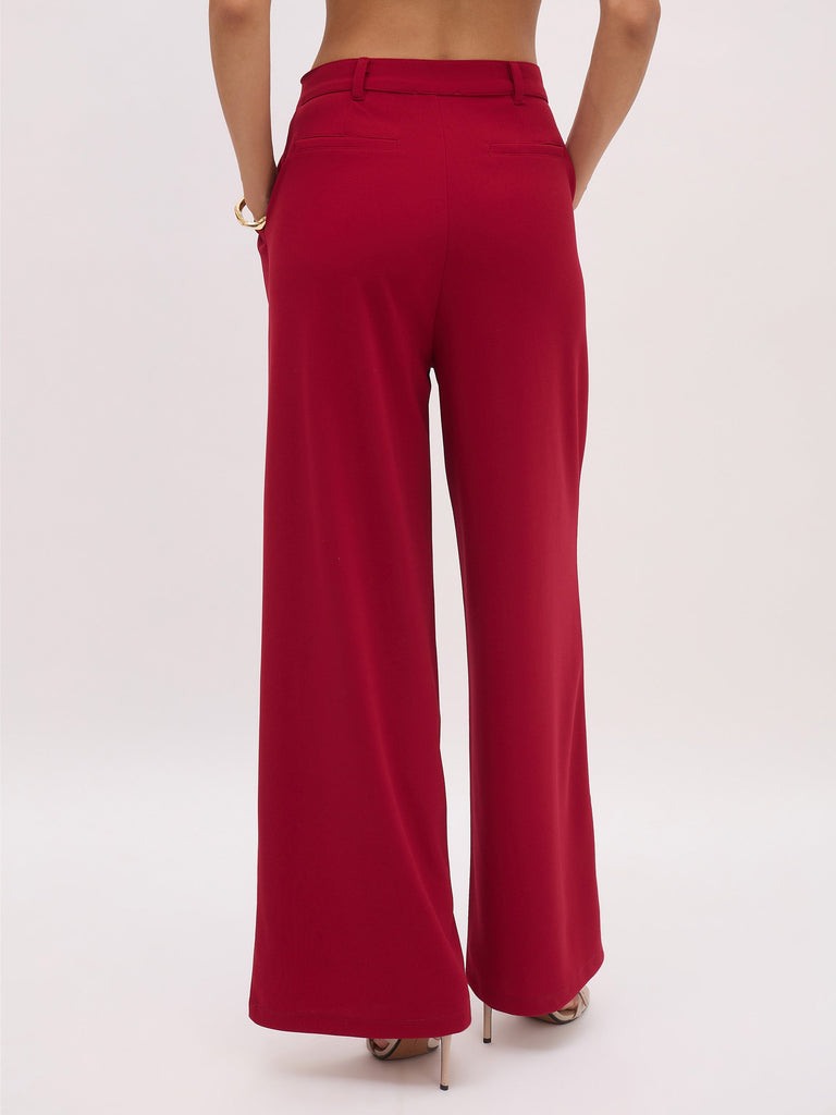 Women's Maroon Cross Pocket Pants
