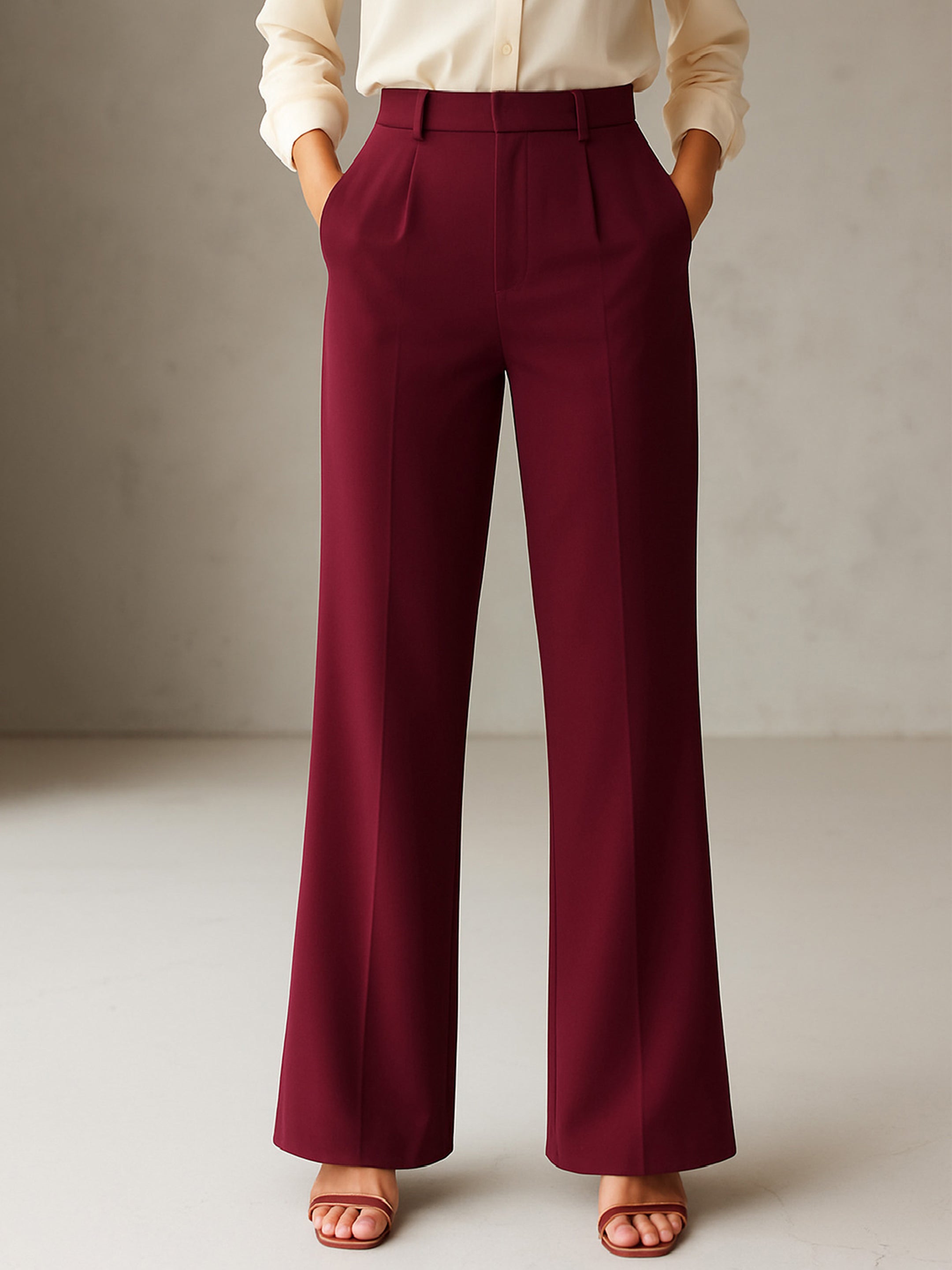 Women's Burgundy Cross Pocket Pants