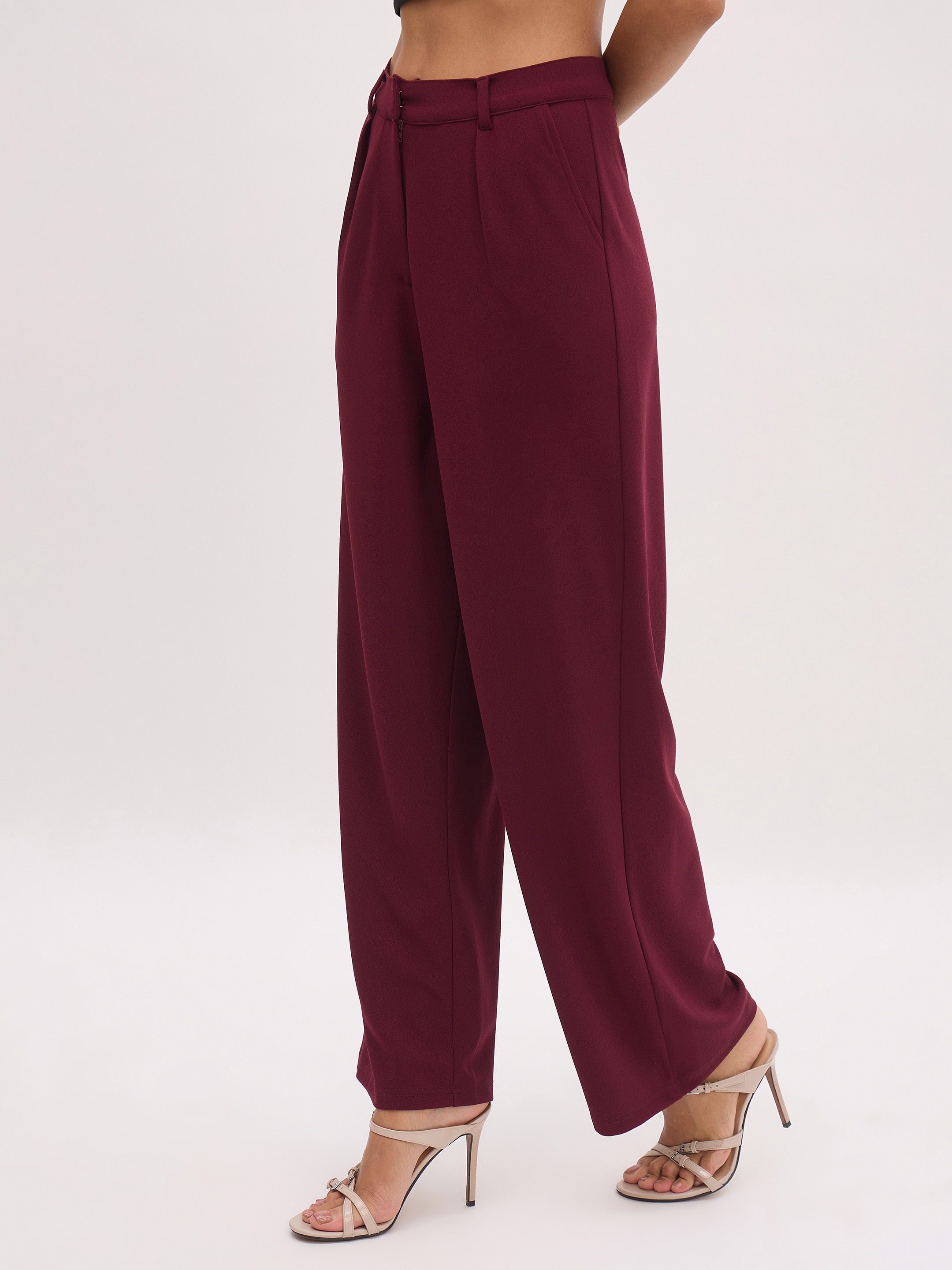 Women's Burgundy Cross Pocket Pants