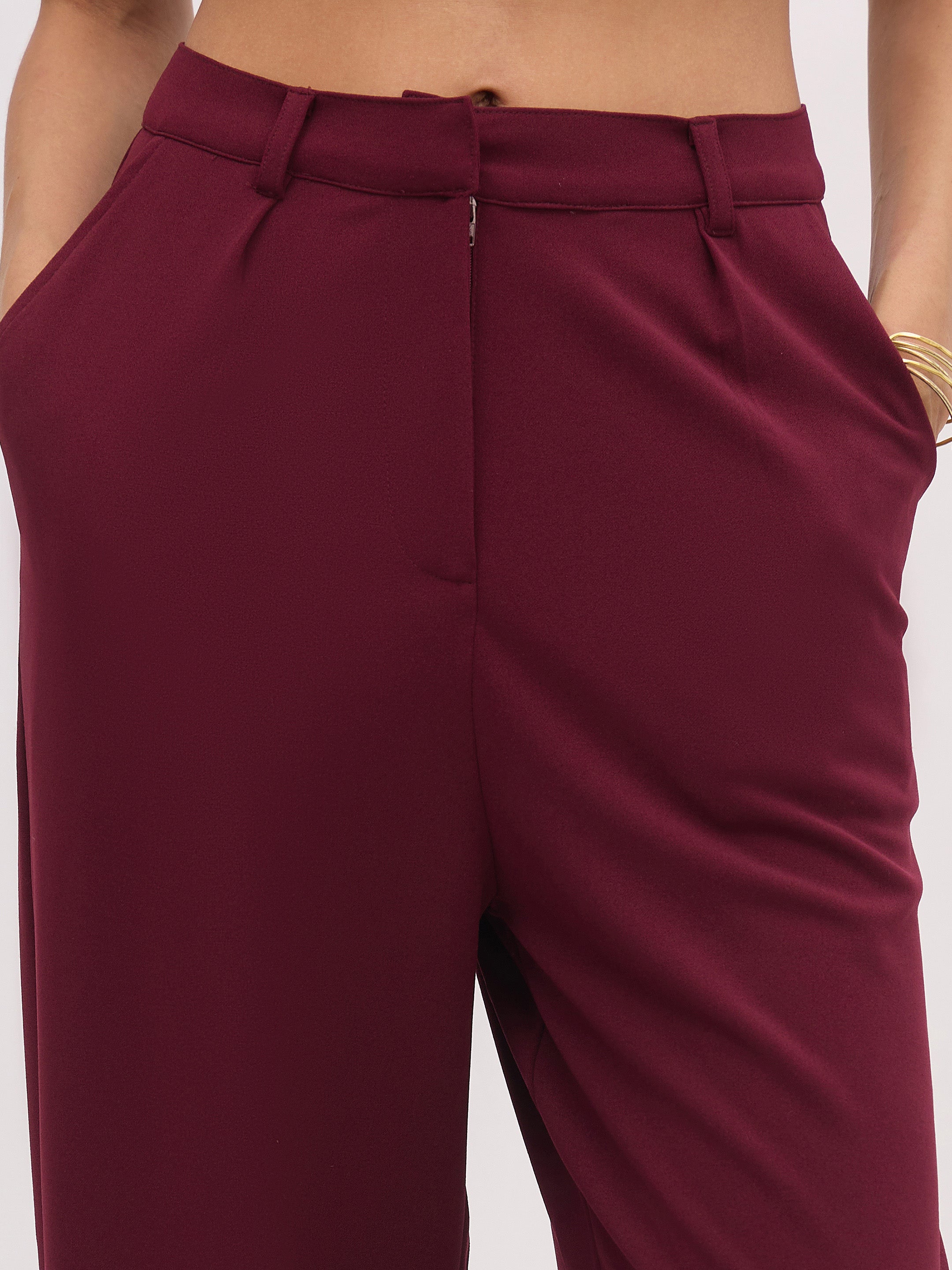 Women's Burgundy Cross Pocket Pants
