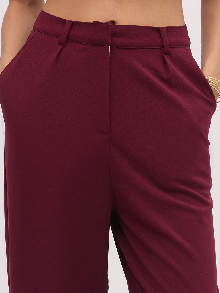 Women's Burgundy Cross Pocket Pants