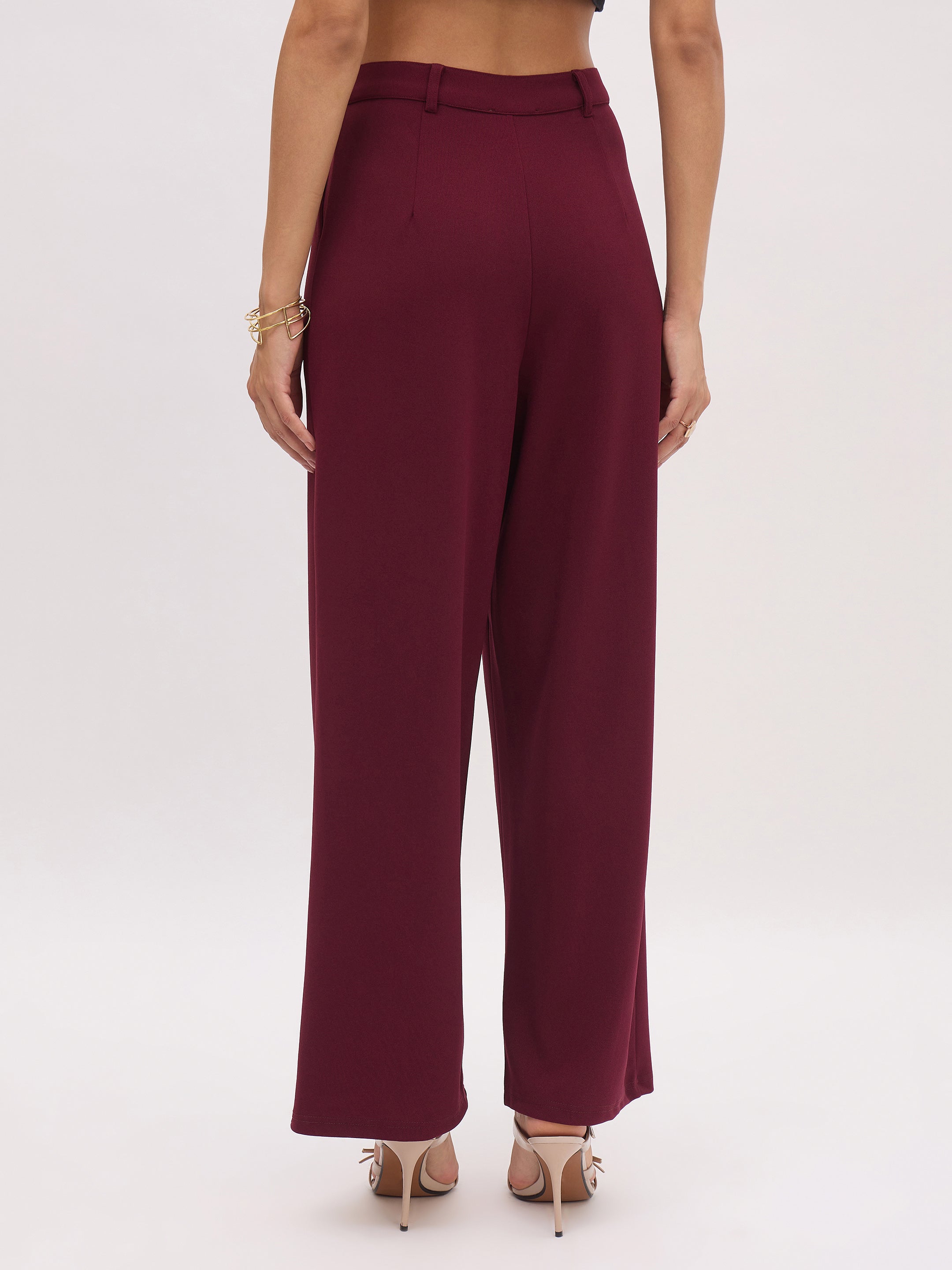Women's Burgundy Cross Pocket Pants