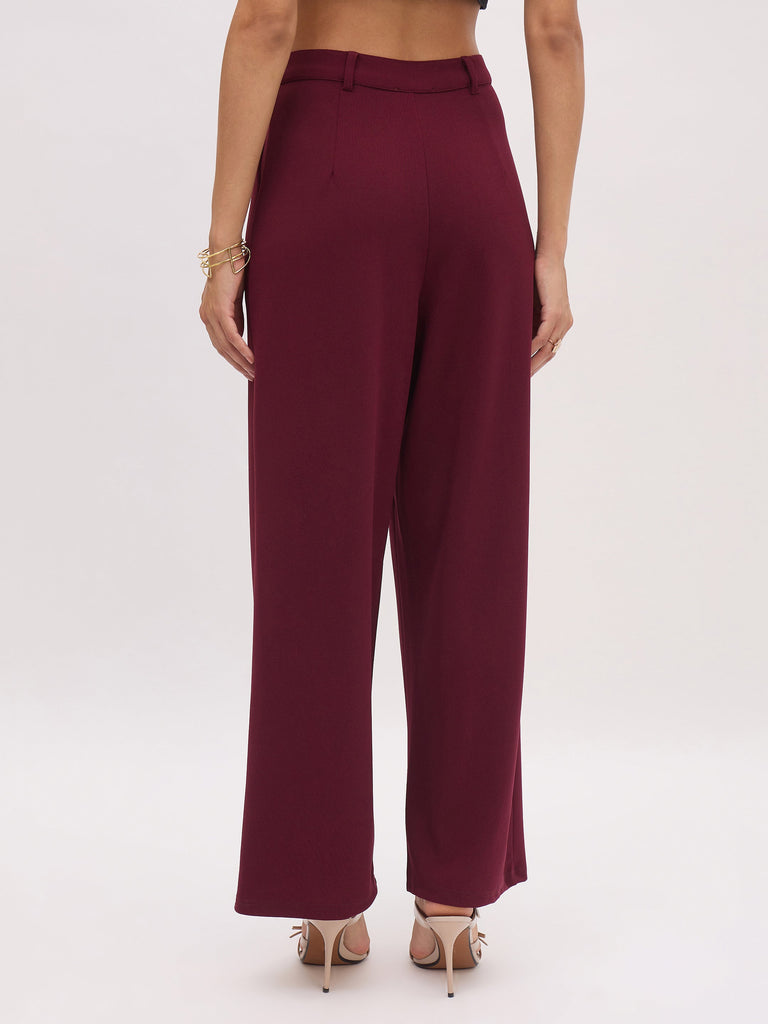 Women's Burgundy Cross Pocket Pants
