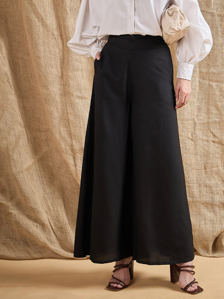 Women's Black Solid Pant