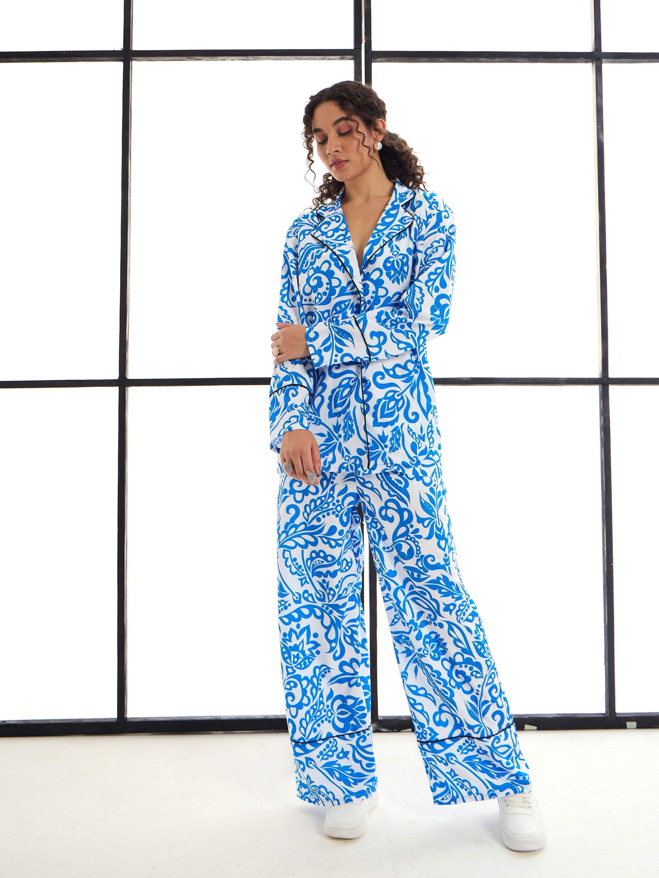 Women's Blue Floral Co-Ord Set - Sassafras