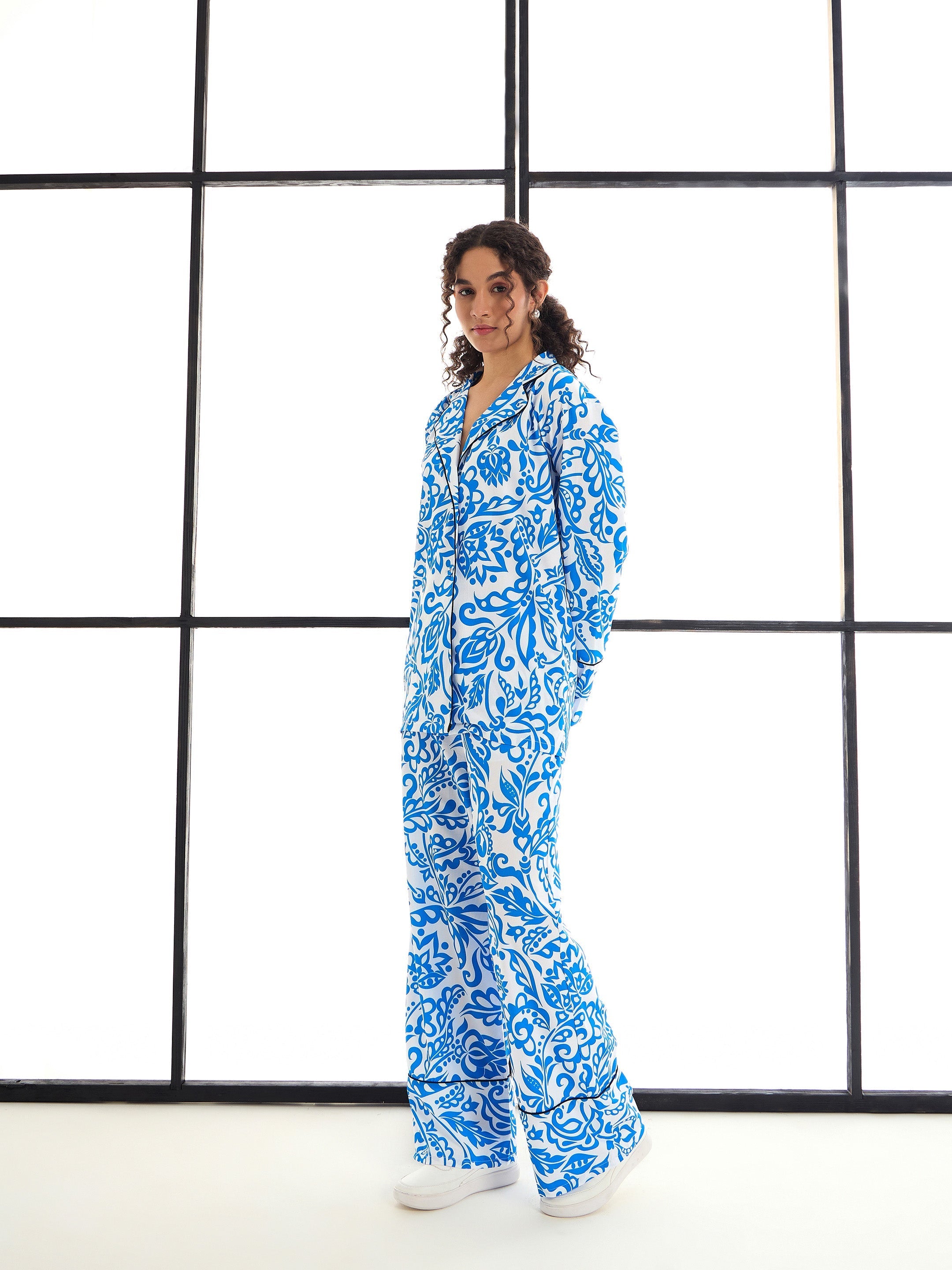 Women's Blue Floral Co-Ord Set - Sassafras