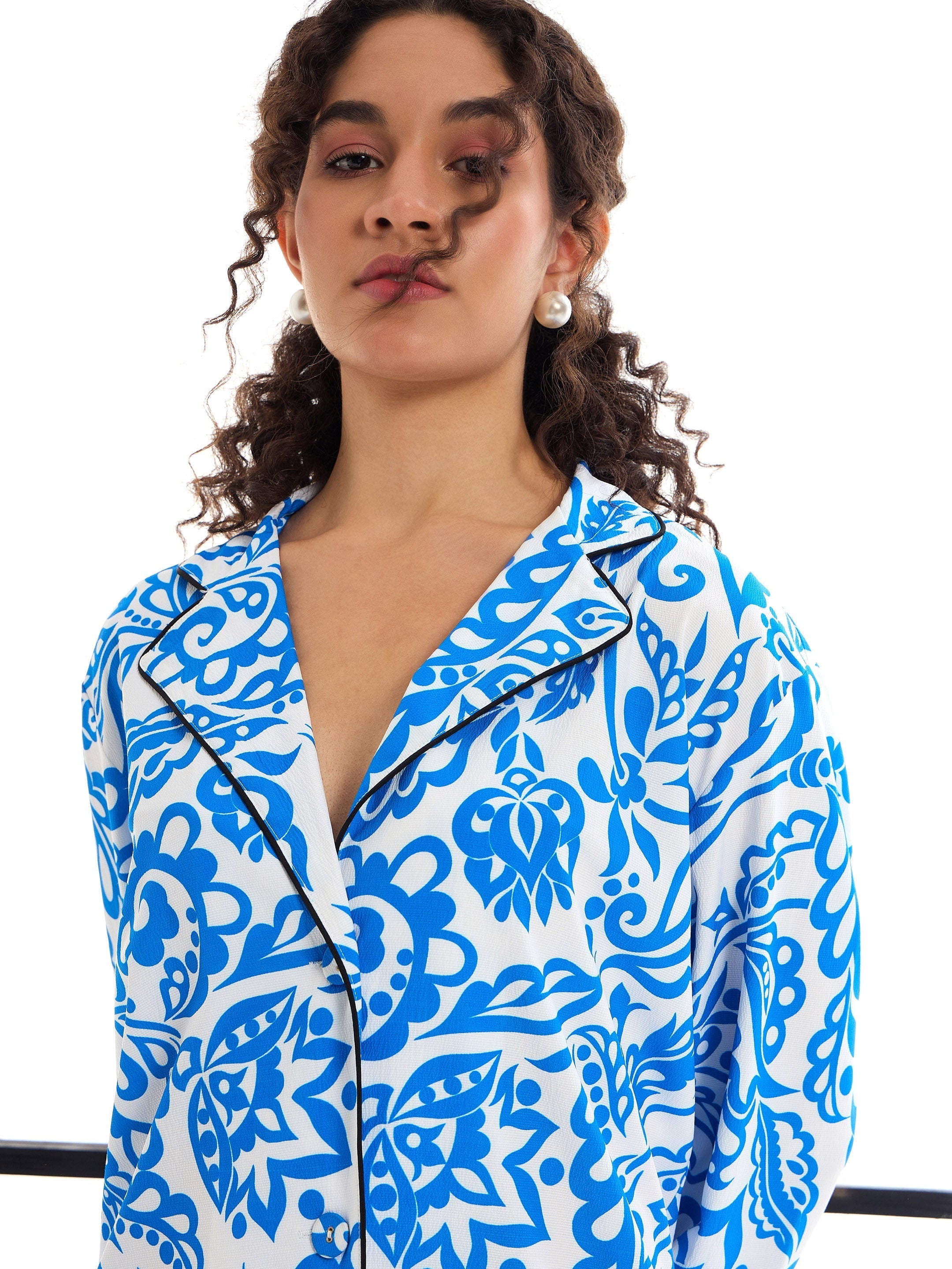 Women's Blue Floral Co-Ord Set - Sassafras