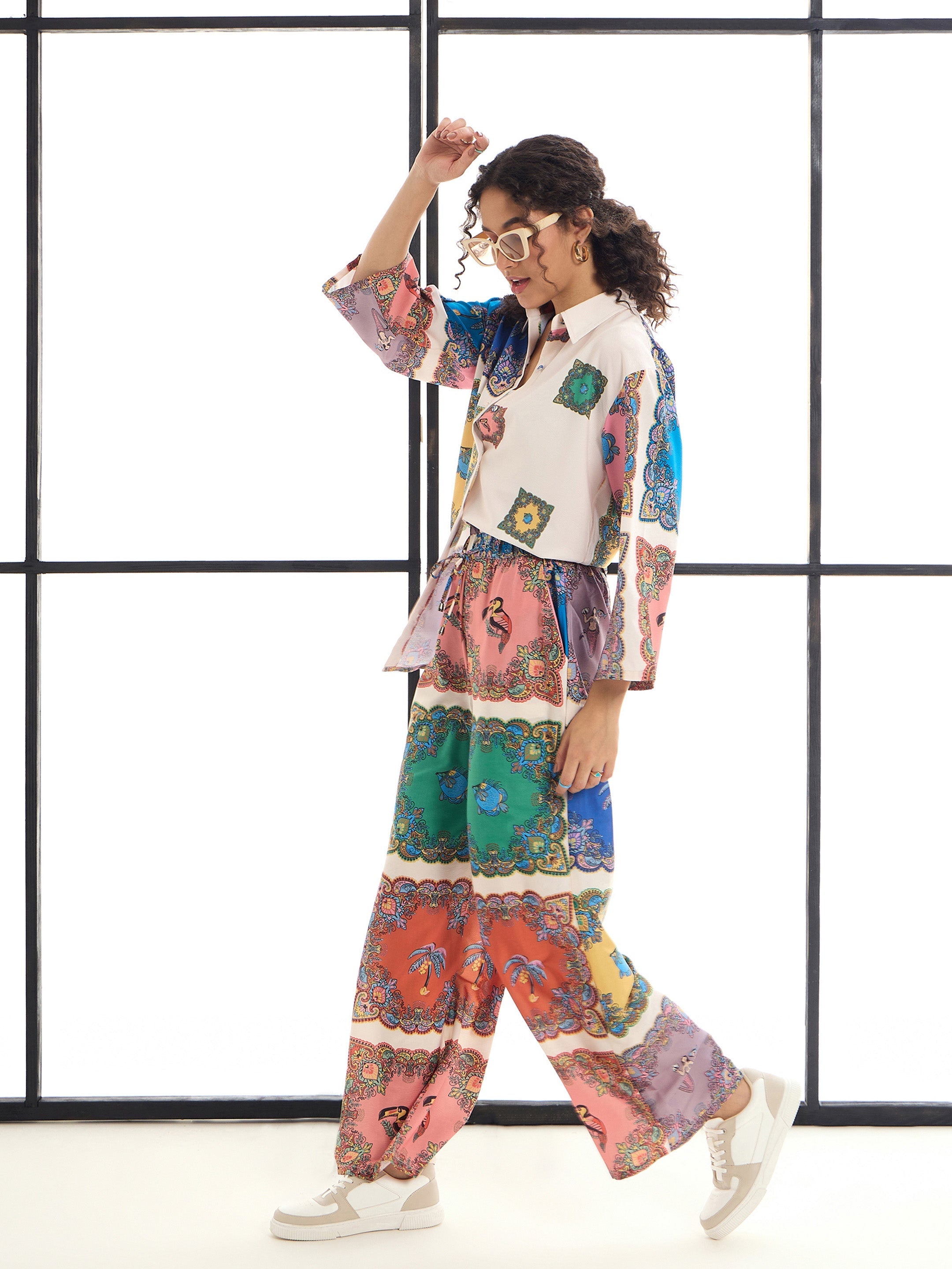 Women's Peach Printed Co-Ord Set