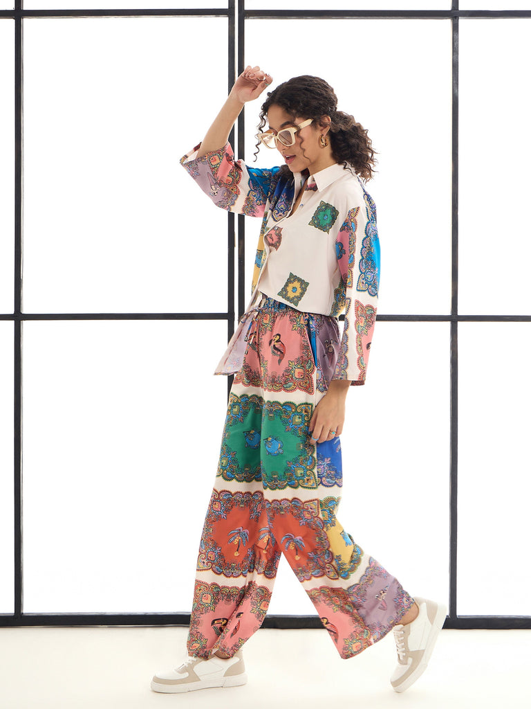 Women's Peach Printed Co-Ord Set