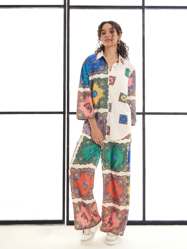 Women's Peach Printed Co-Ord Set