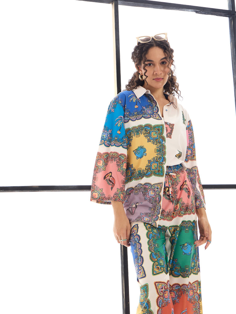 Women's Peach Printed Co-Ord Set