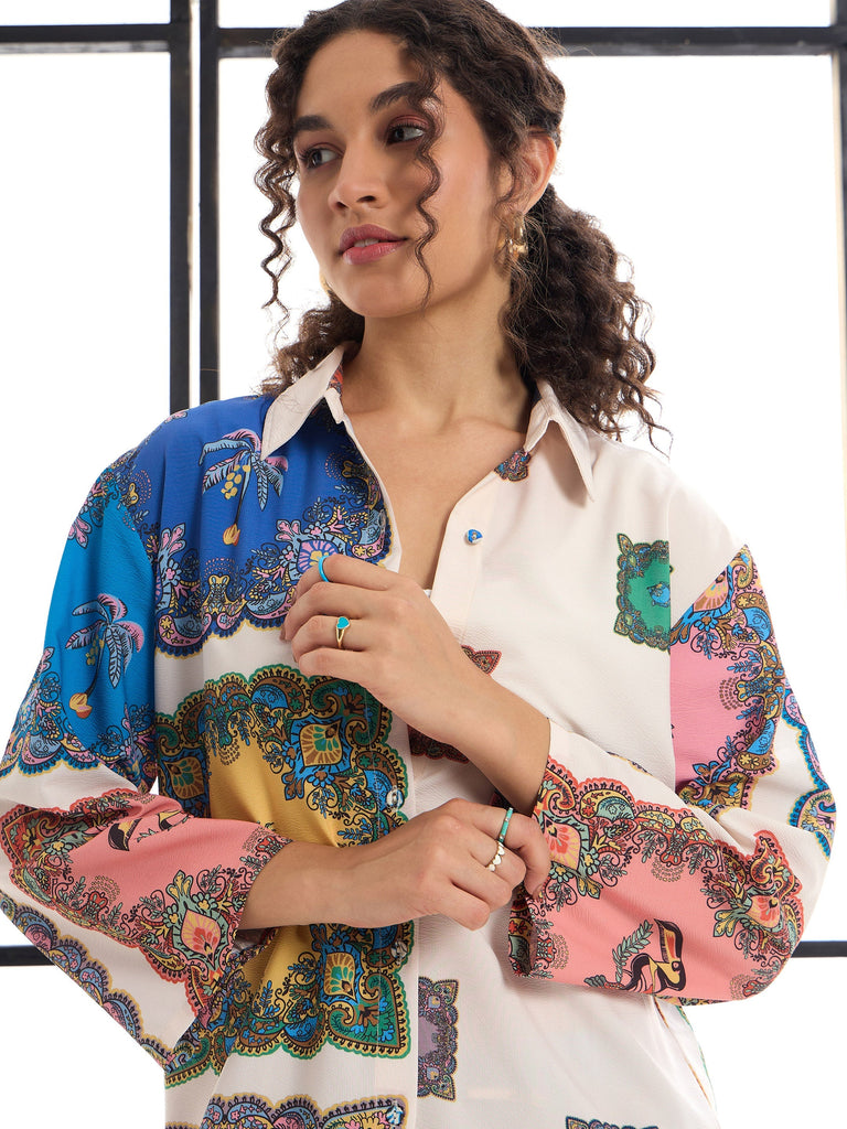 Women's Peach Printed Co-Ord Set