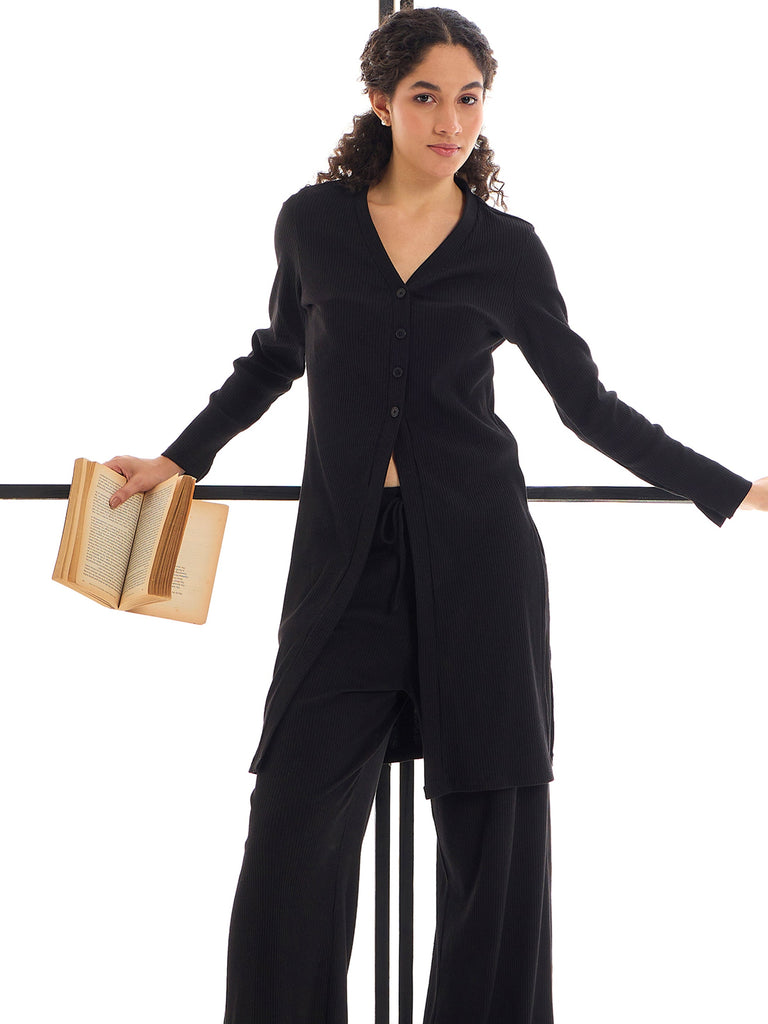 Women's Black Rib Night Suit