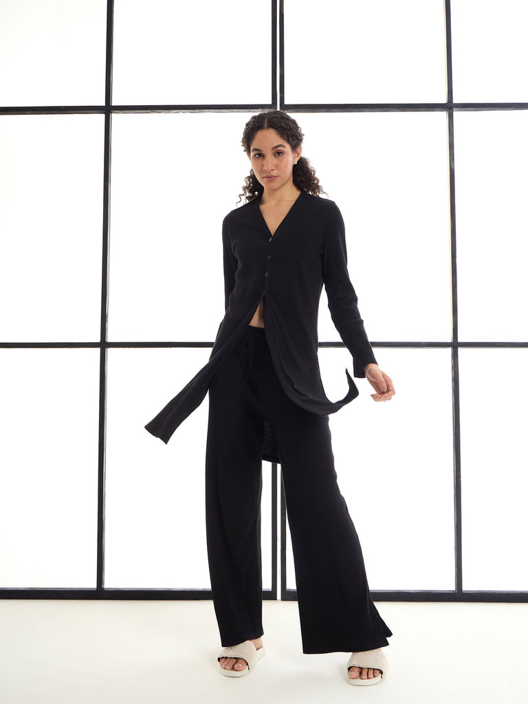 Women's Black Rib Night Suit