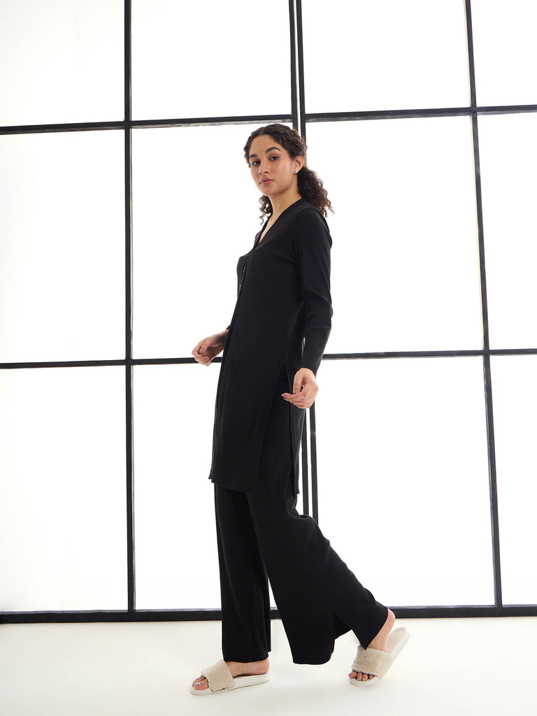 Women's Black Rib Night Suit