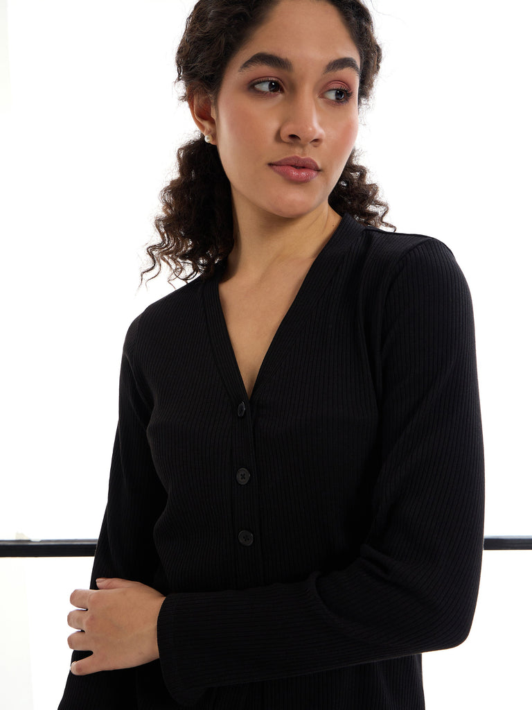 Women's Black Rib Night Suit
