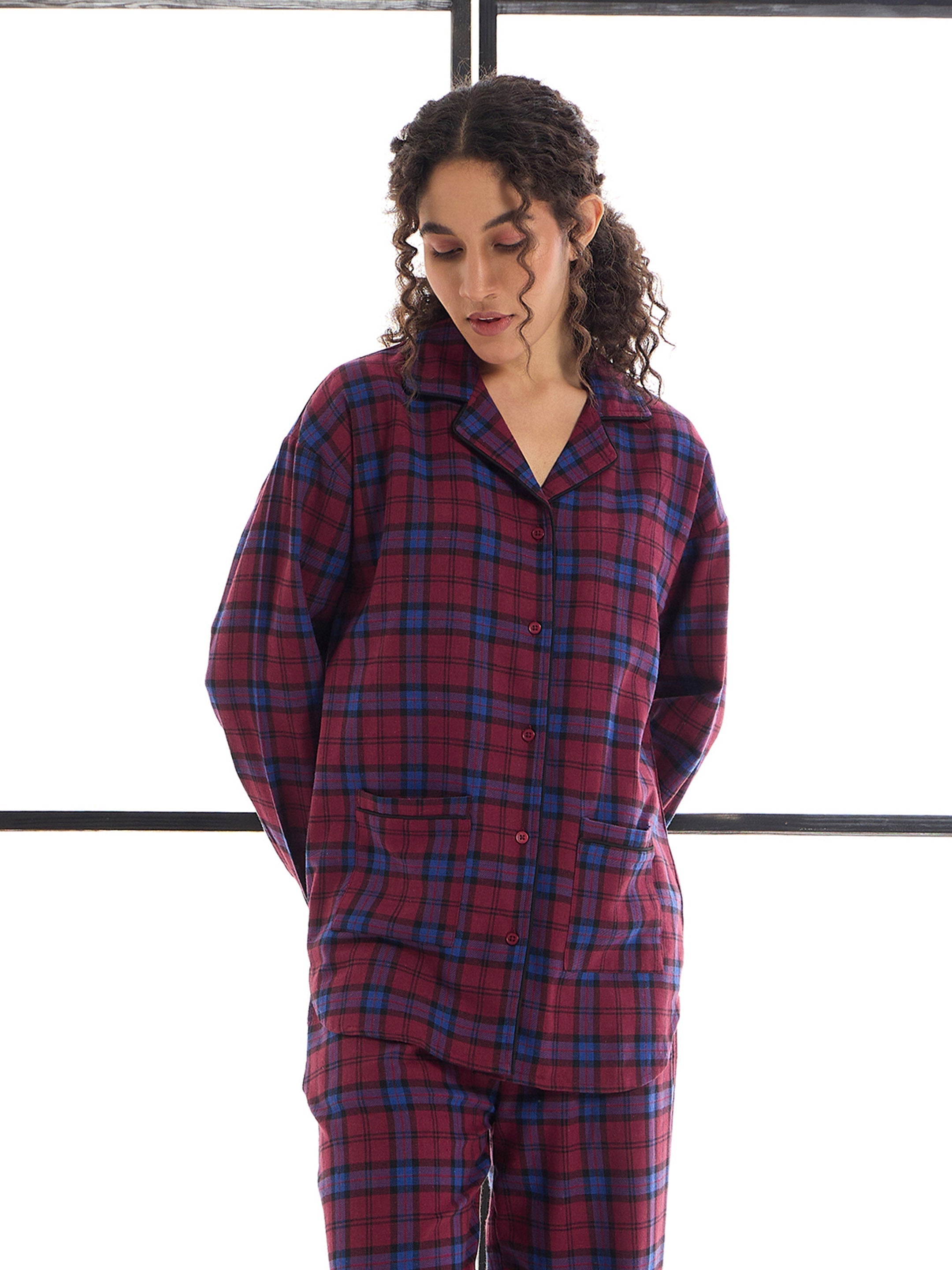 Women's Maroon Strong Night Suit - Sassafras