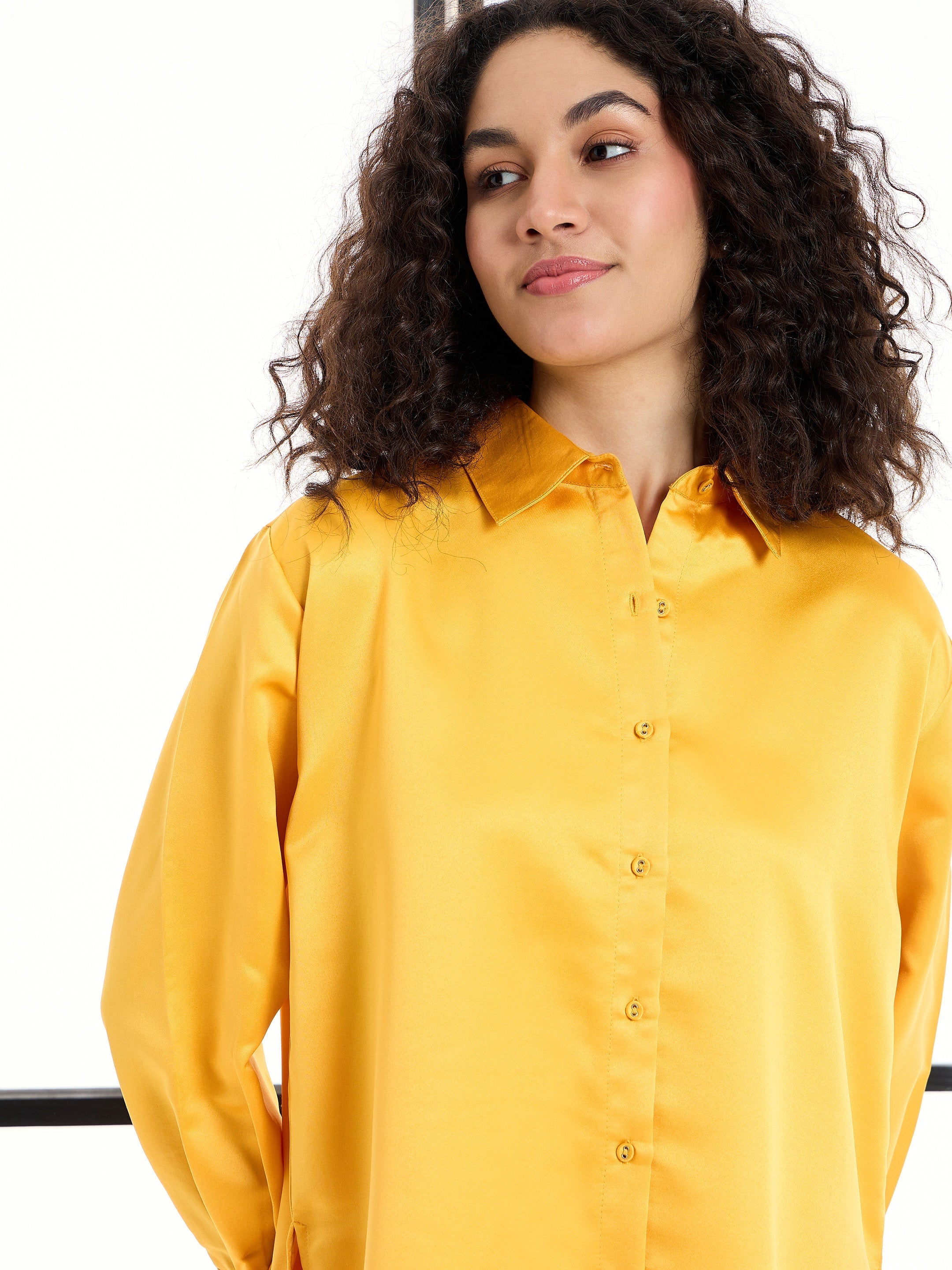 Women's Mustard Solid Night Suit - Sassafras