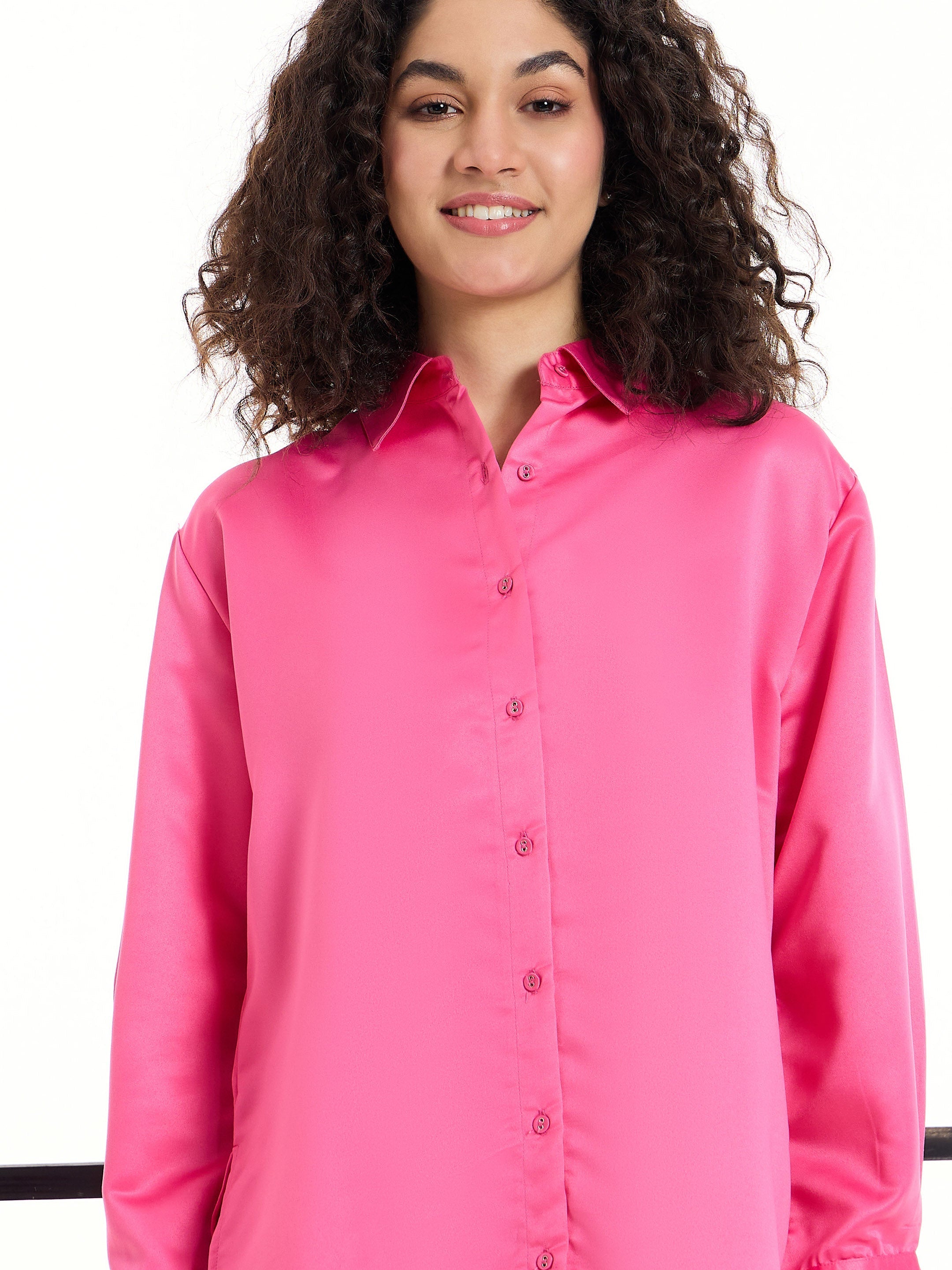 Women's Fuchsia Solid Night Suit - Sassafras