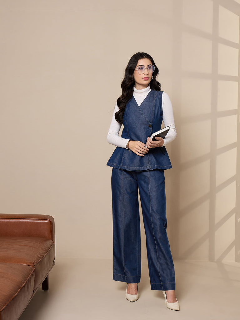 Women's Blue Solid Co-Ord Set