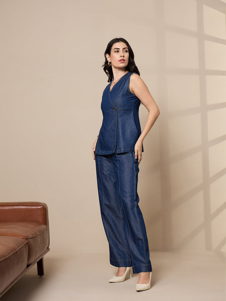 Women's Blue Solid Co-Ord Set