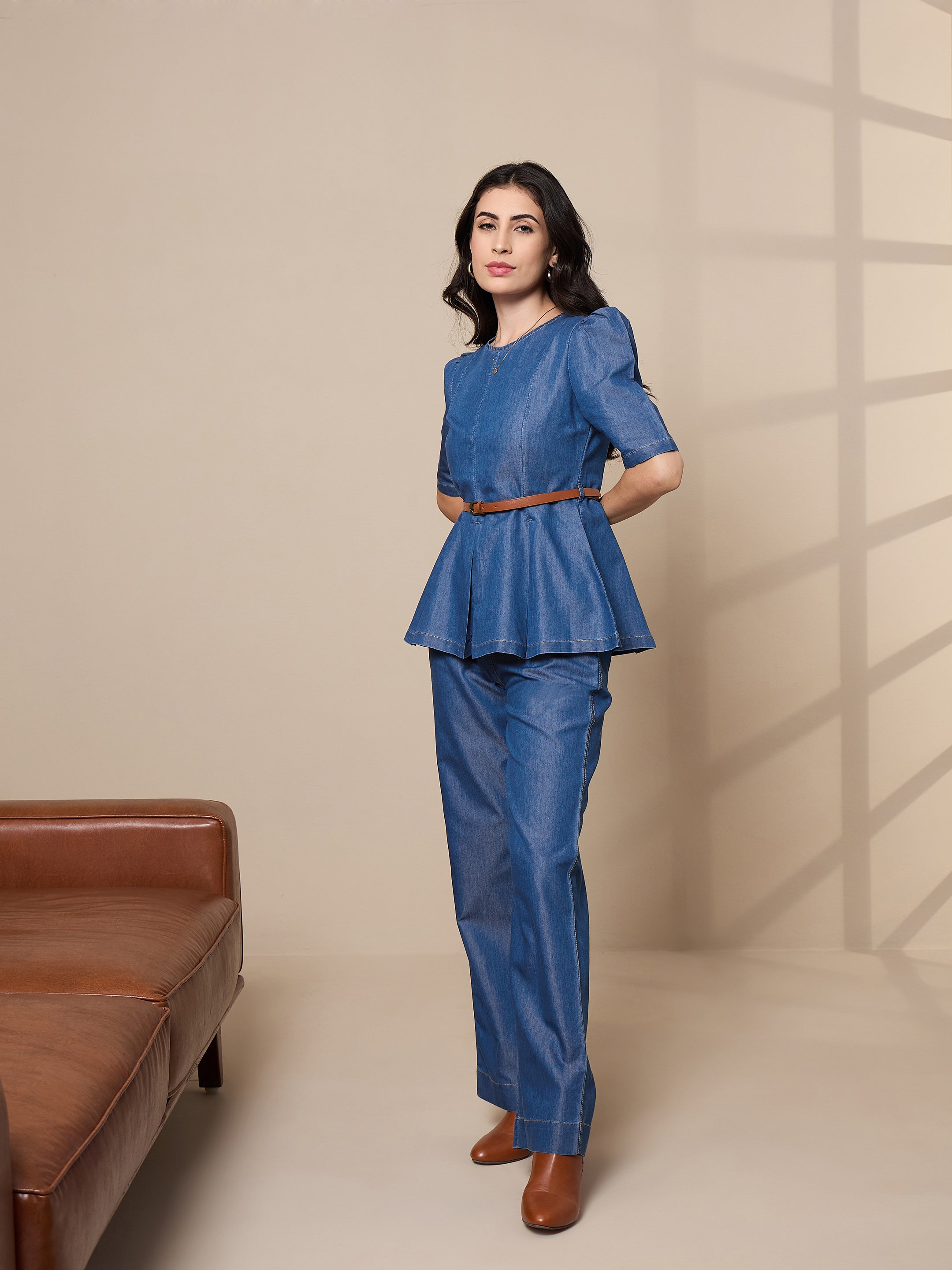 Women's Blue Solid Co-Ord Set - Sassafras