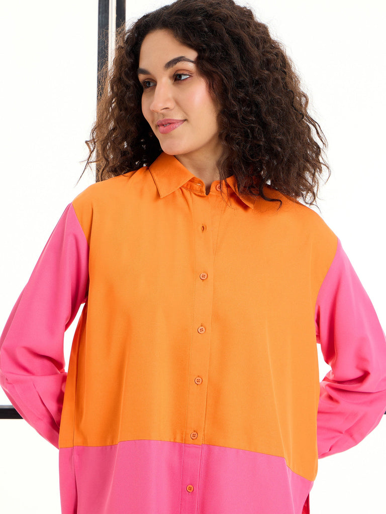 Women's Orange Solid Co-Ord Set