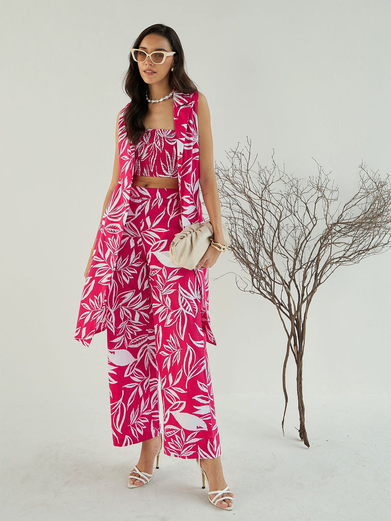 Women's Fuchsia Floral Co-Ord Set