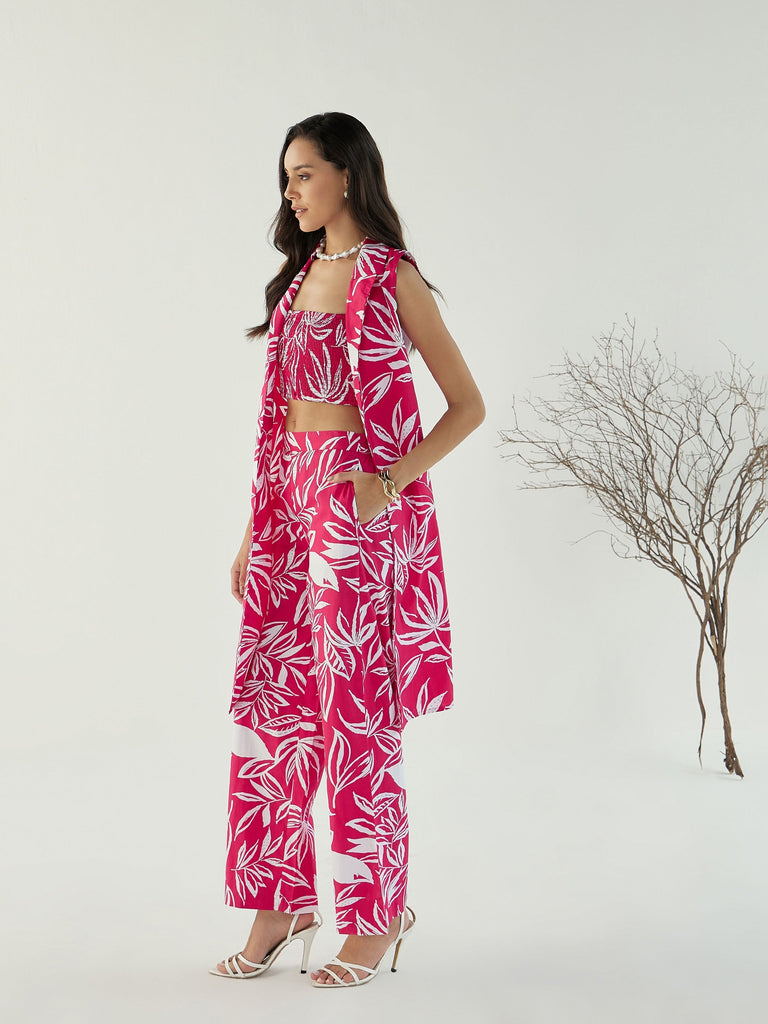 Women's Fuchsia Floral Co-Ord Set