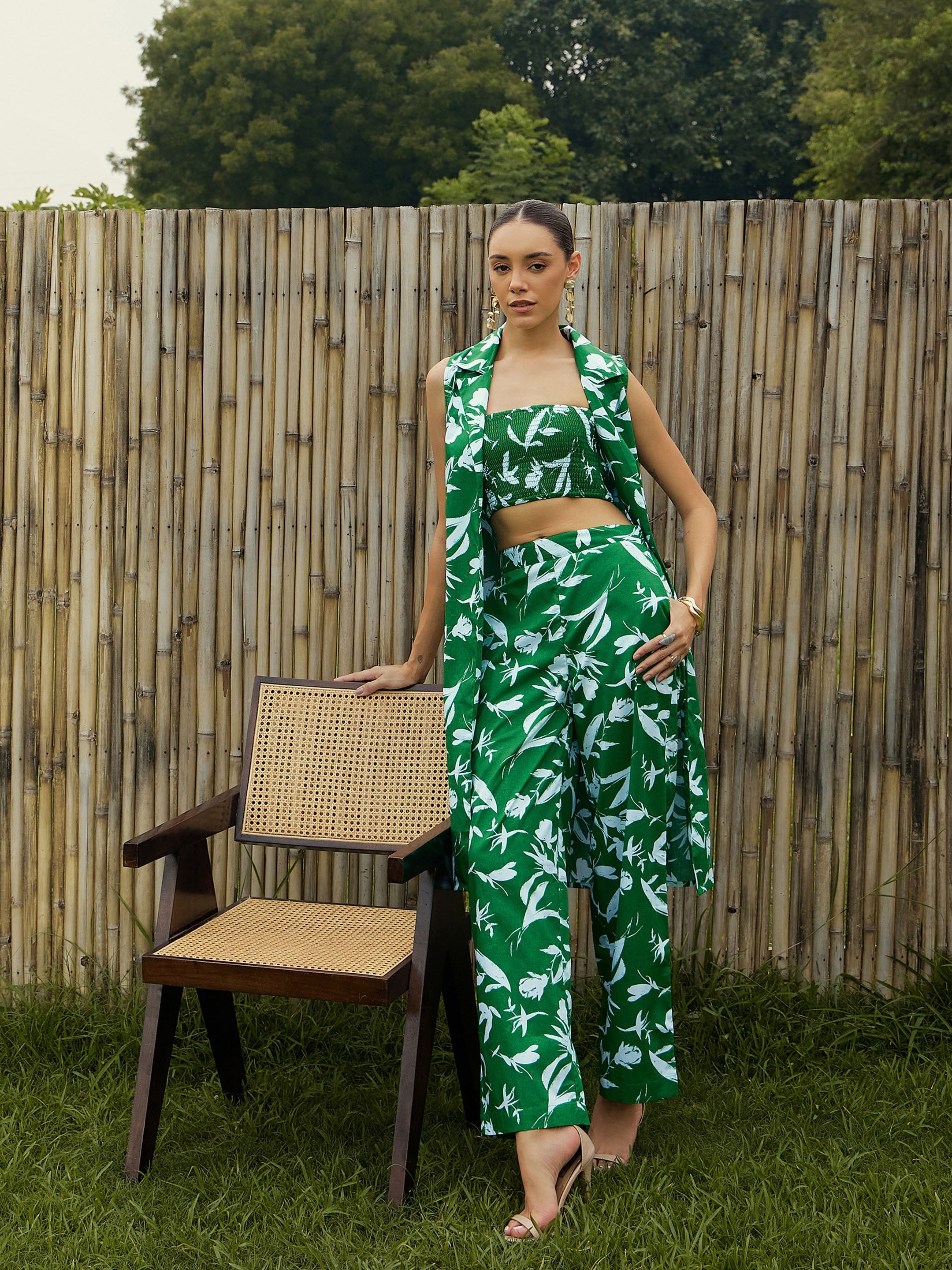 Women's Green Floral Co-Ord Set - Sassafras