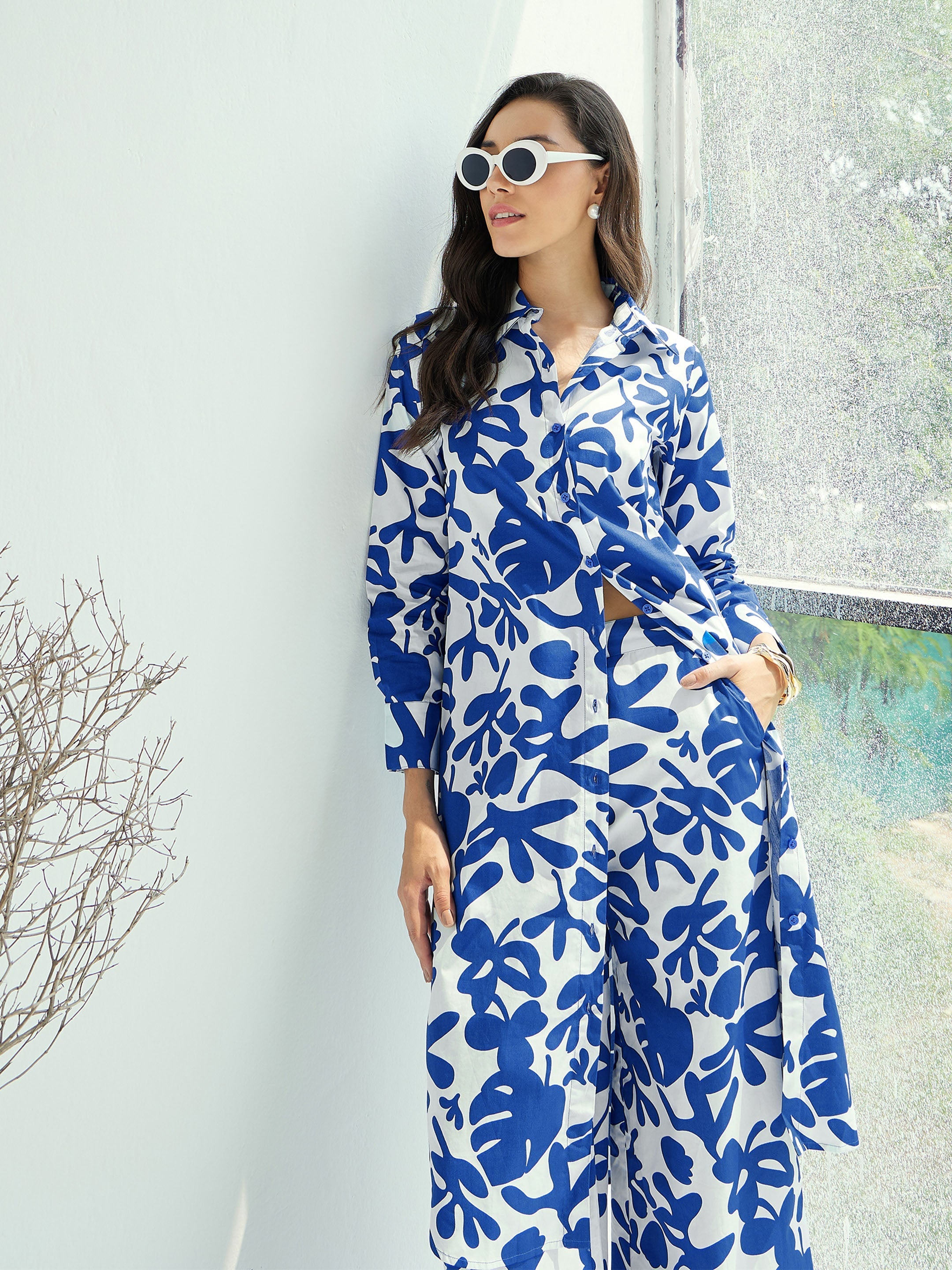 Women's Blue Floral Co-Ord Set - Sassafras