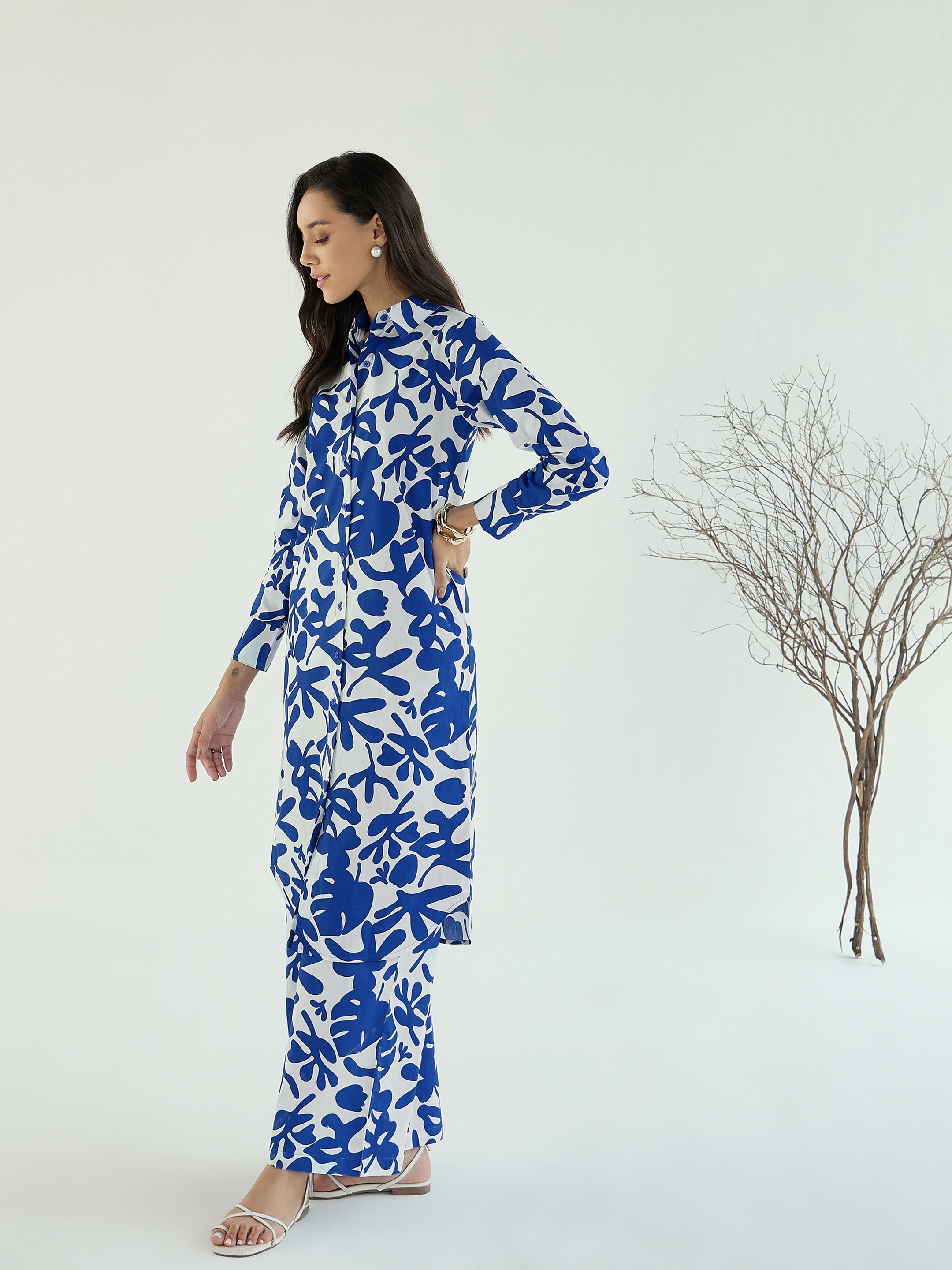 Women's Blue Floral Co-Ord Set - Sassafras