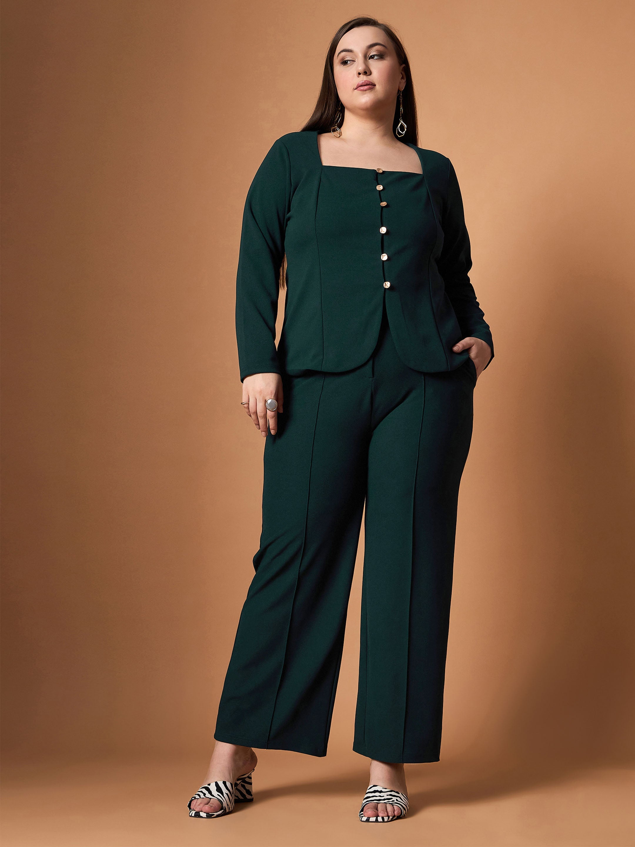 Women's Green Solid Co-Ord Set - Sassafras