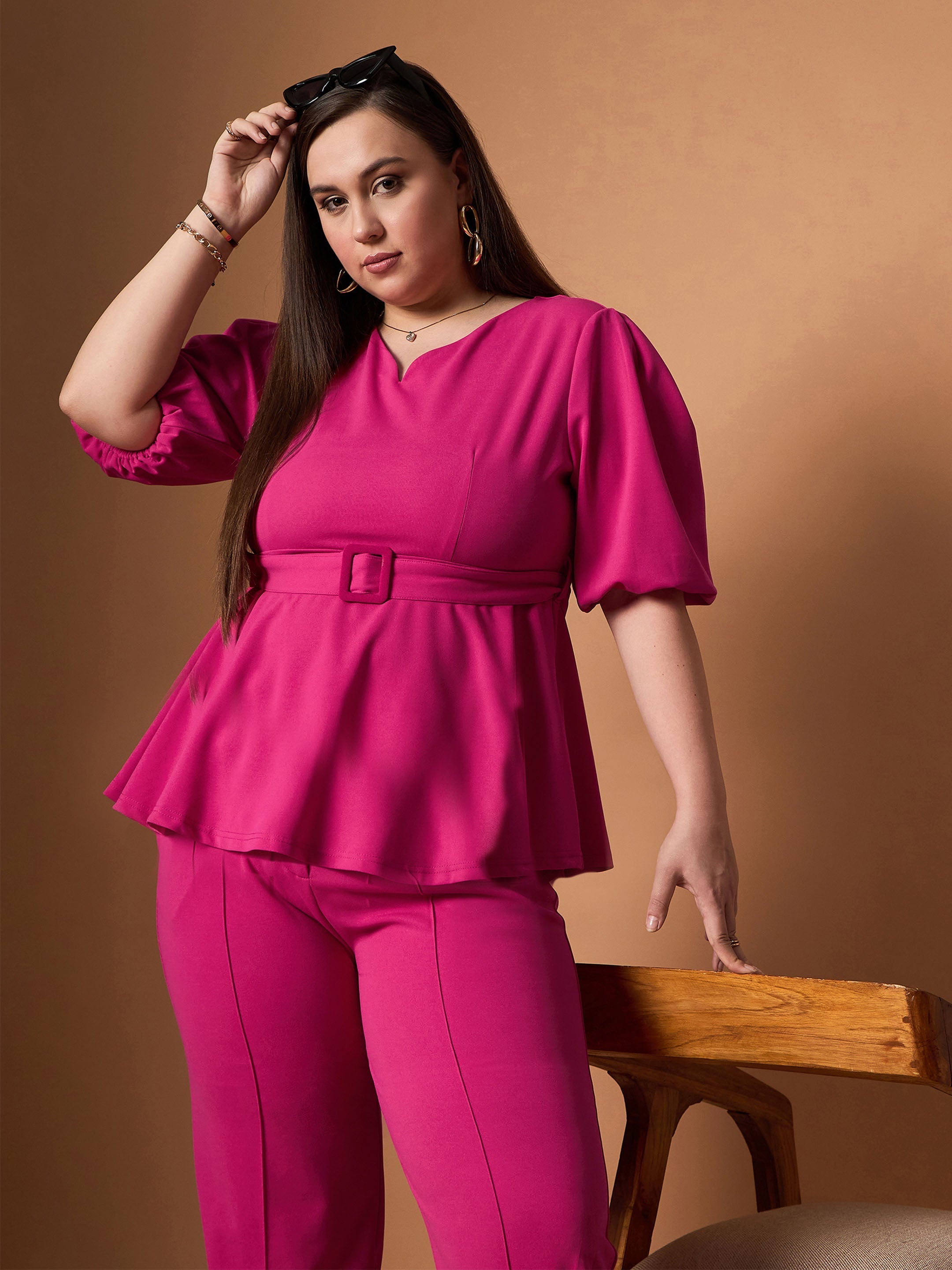 Women's Fuchsia Solid Co-Ord Set - Sassafras